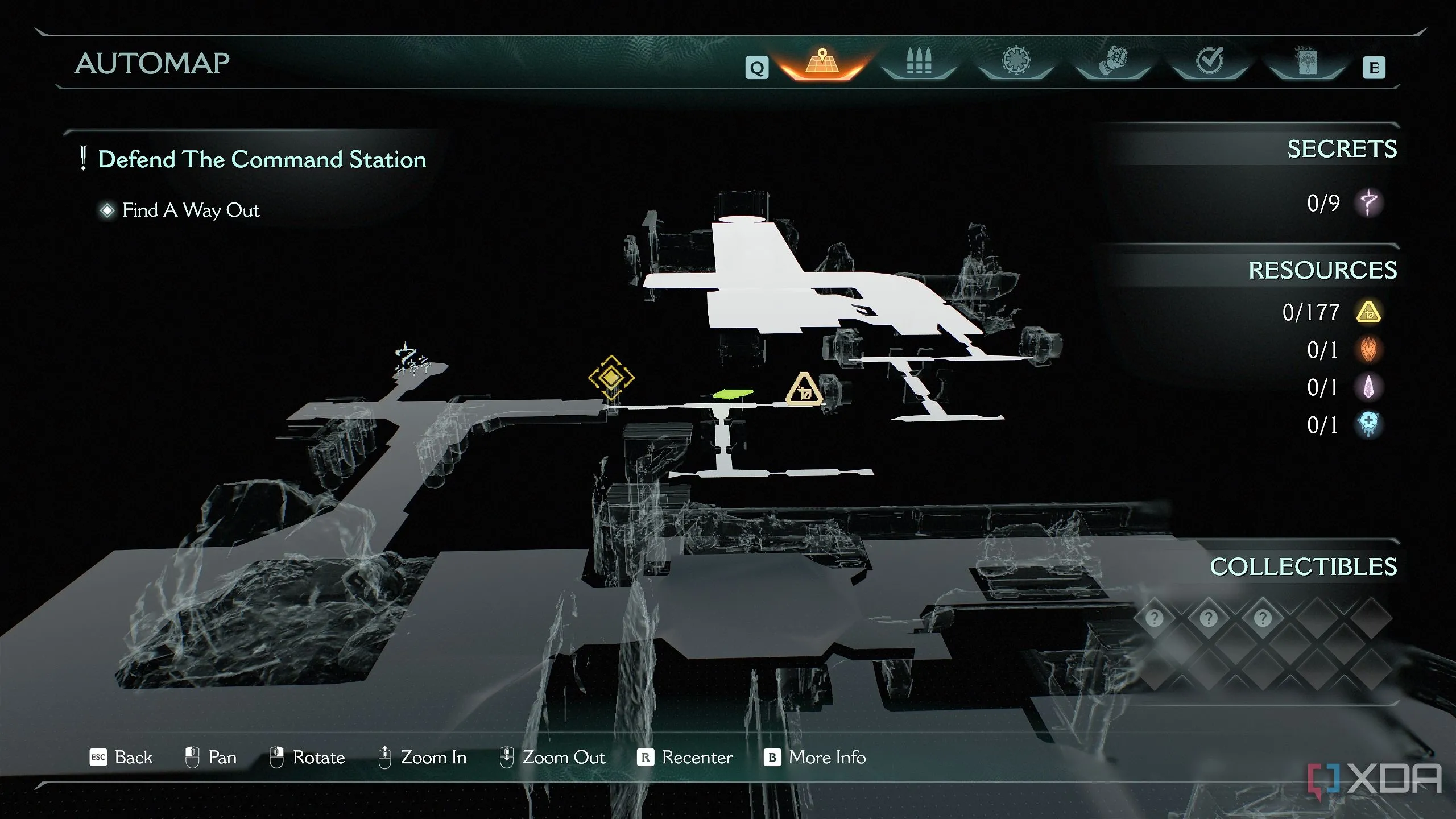 Bản đồ 3D Automap hiển thị vị trí của khu vực bí mật đầu tiên trong Chương 12 Doom The Dark Ages.