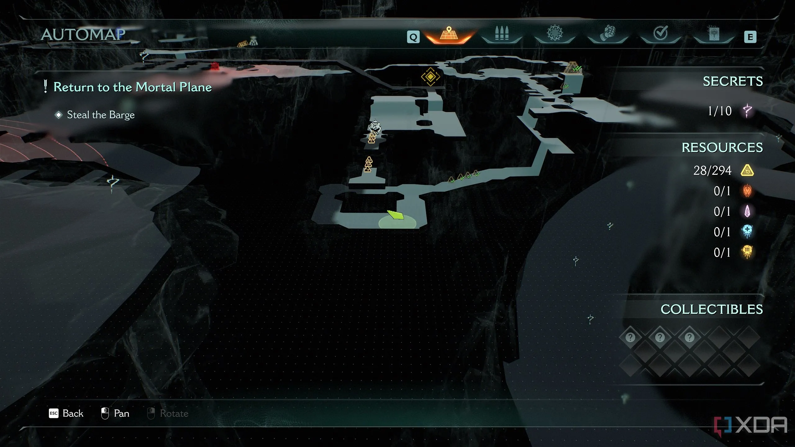 Bản đồ 3D chỉ vị trí bẫy gai sàn gần cần gạt trong Chapter 19 Doom: The Dark Ages