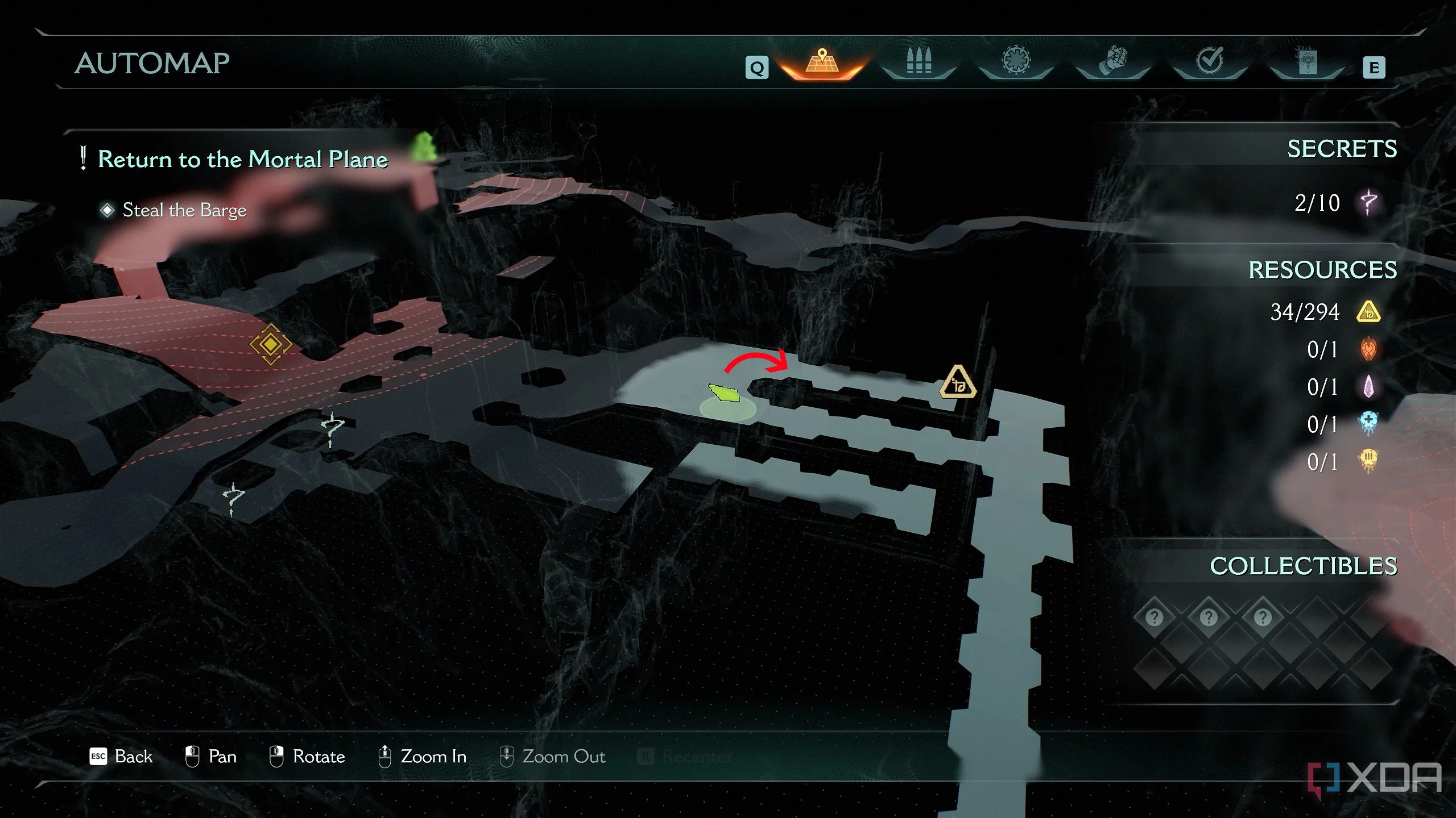 Bản đồ 3D chỉ vị trí đấu trường Hồng ngọc và cọc vàng trong Chapter 19 Doom: The Dark Ages