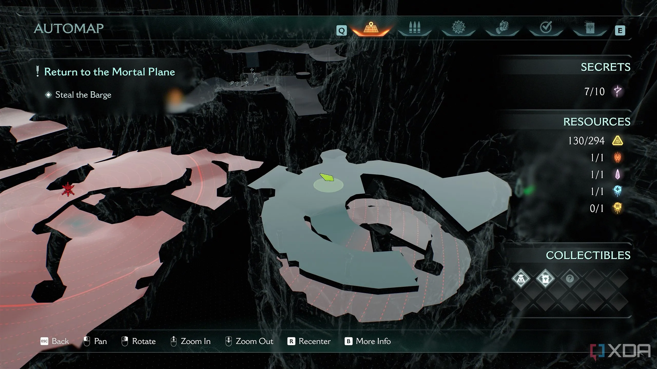 Bản đồ 3D chỉ vị trí đỉnh cầu thang xoắn ốc trong Chapter 19 Doom: The Dark Ages