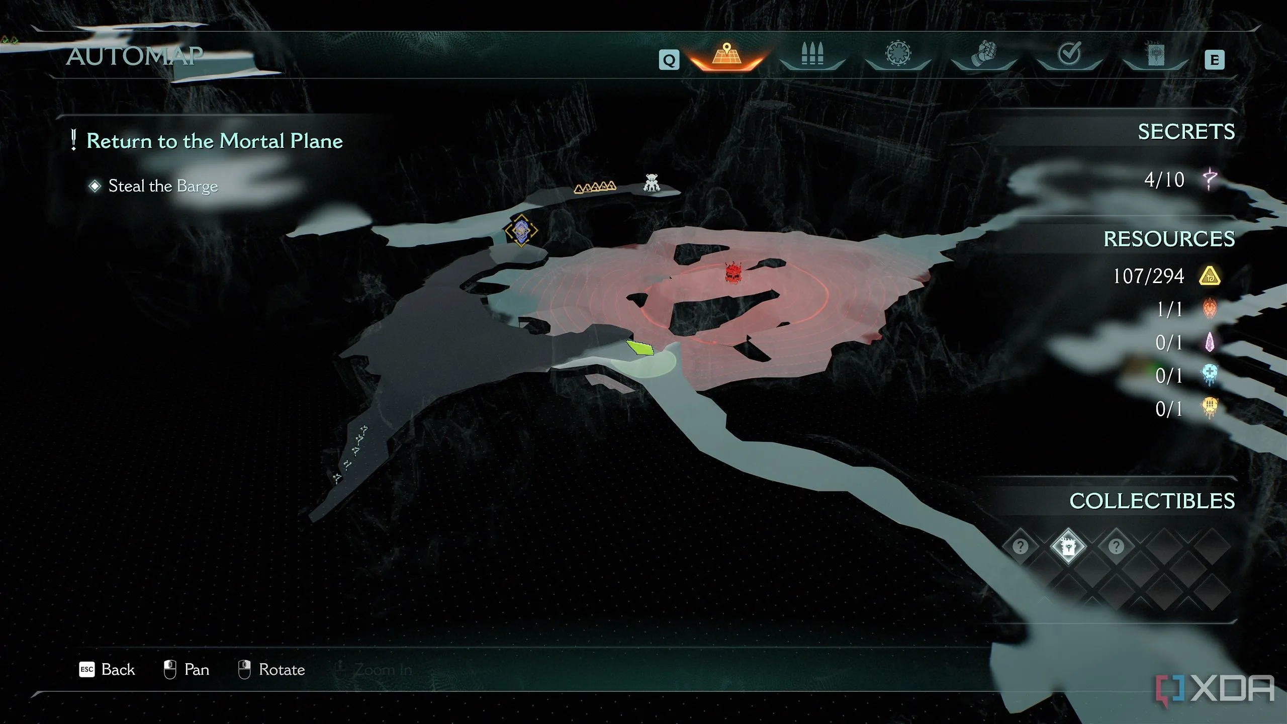 Bản đồ 3D chỉ vị trí khu vực chìa khóa đầu lâu xanh trong Chapter 19 Doom: The Dark Ages