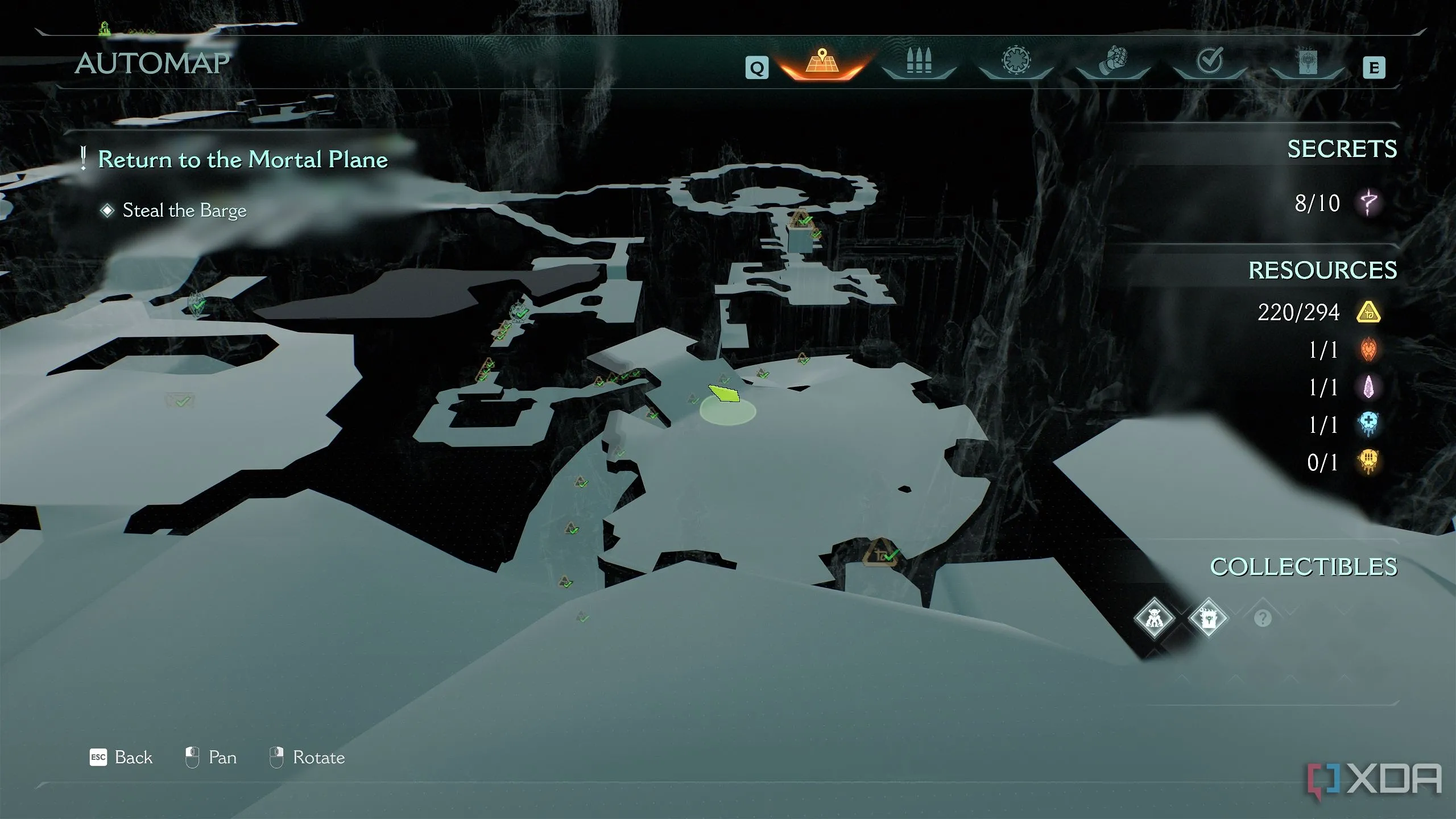 Bản đồ 3D chỉ vị trí nền tảng trung tâm sau khi mở cổng đầu lâu đỏ trong Chapter 19 Doom: The Dark Ages