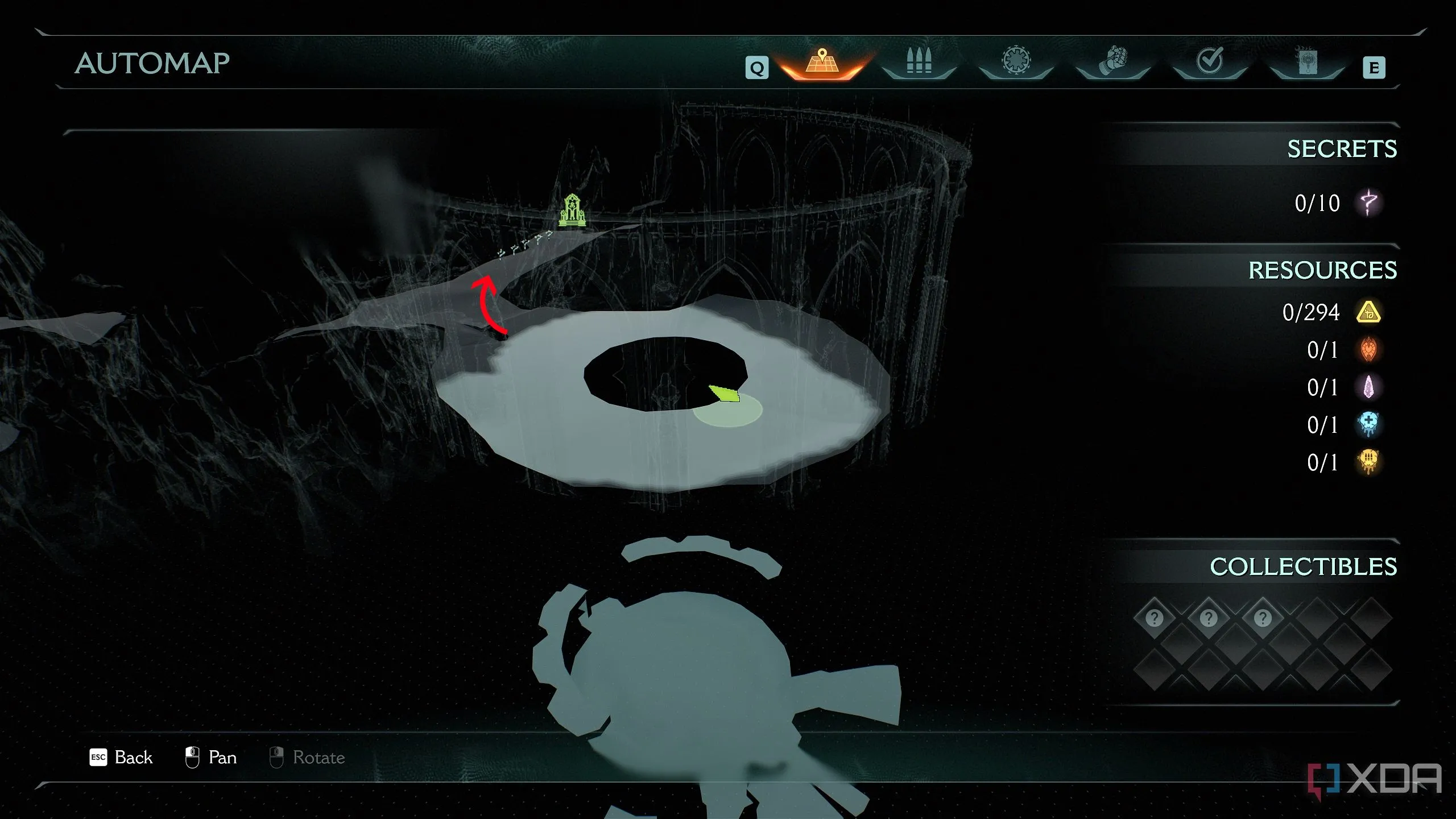 Bản đồ 3D chỉ vị trí sau khi thoát khỏi nhà tù và leo tường trong Chapter 19 Doom: The Dark Ages