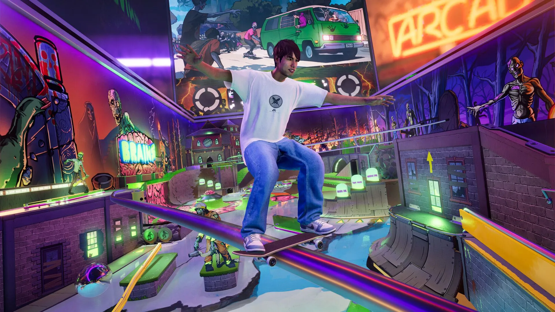 Bản đồ Pinball Park trong Tony Hawk's Pro Skater 3 + 4, một địa điểm trượt ván sôi động và đầy thử thách