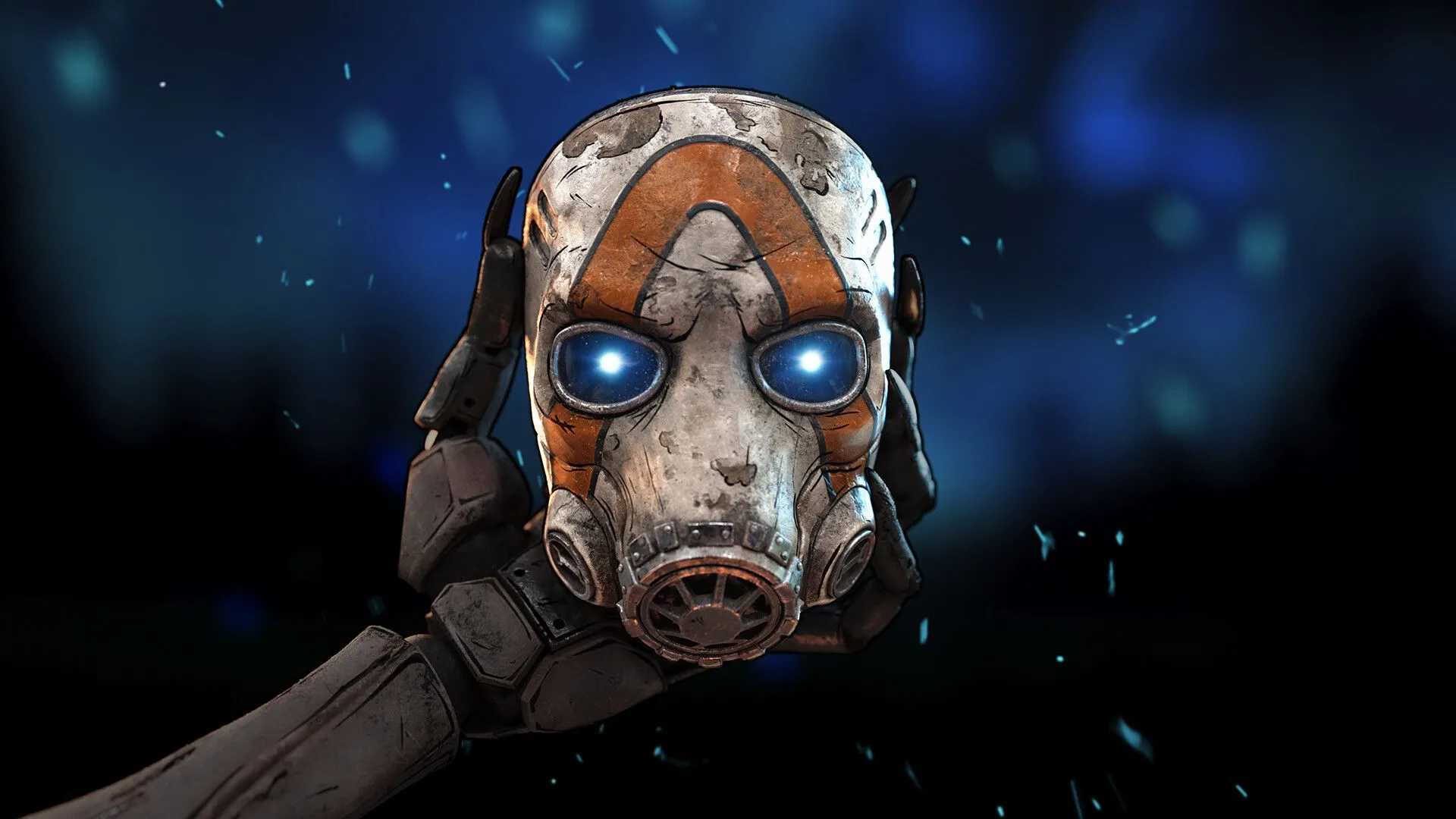 Bàn tay cầm chiếc mặt nạ đặc trưng của vũ trụ Borderlands, báo hiệu sự trở lại của Borderlands 4