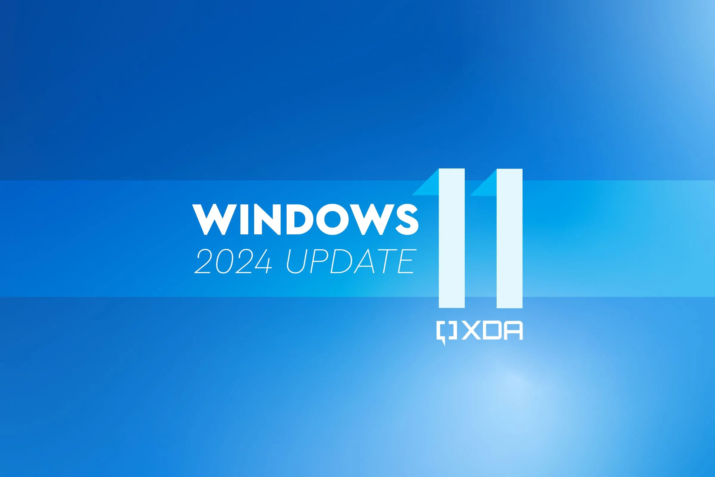 Banner hiển thị tên bản cập nhật Windows 11 2024 Update trên nền xanh