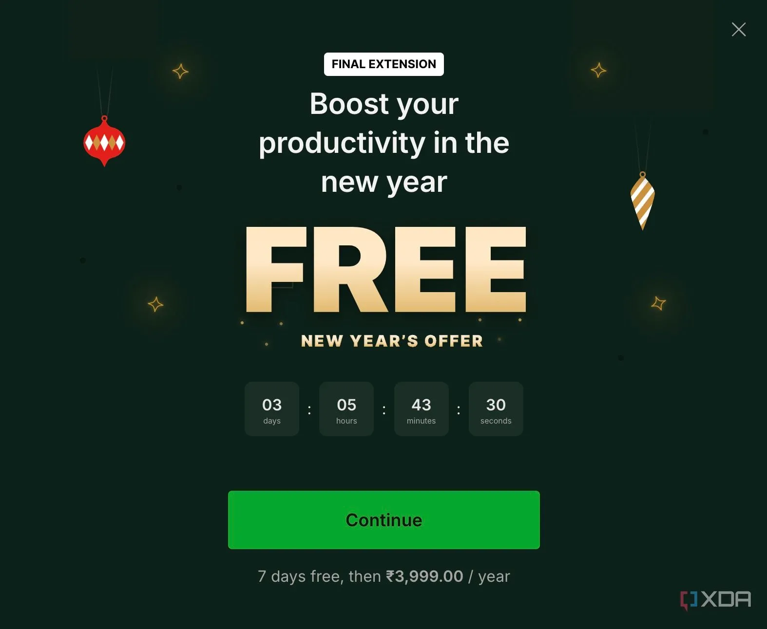 Banner quảng cáo nâng cấp trong giao diện Evernote