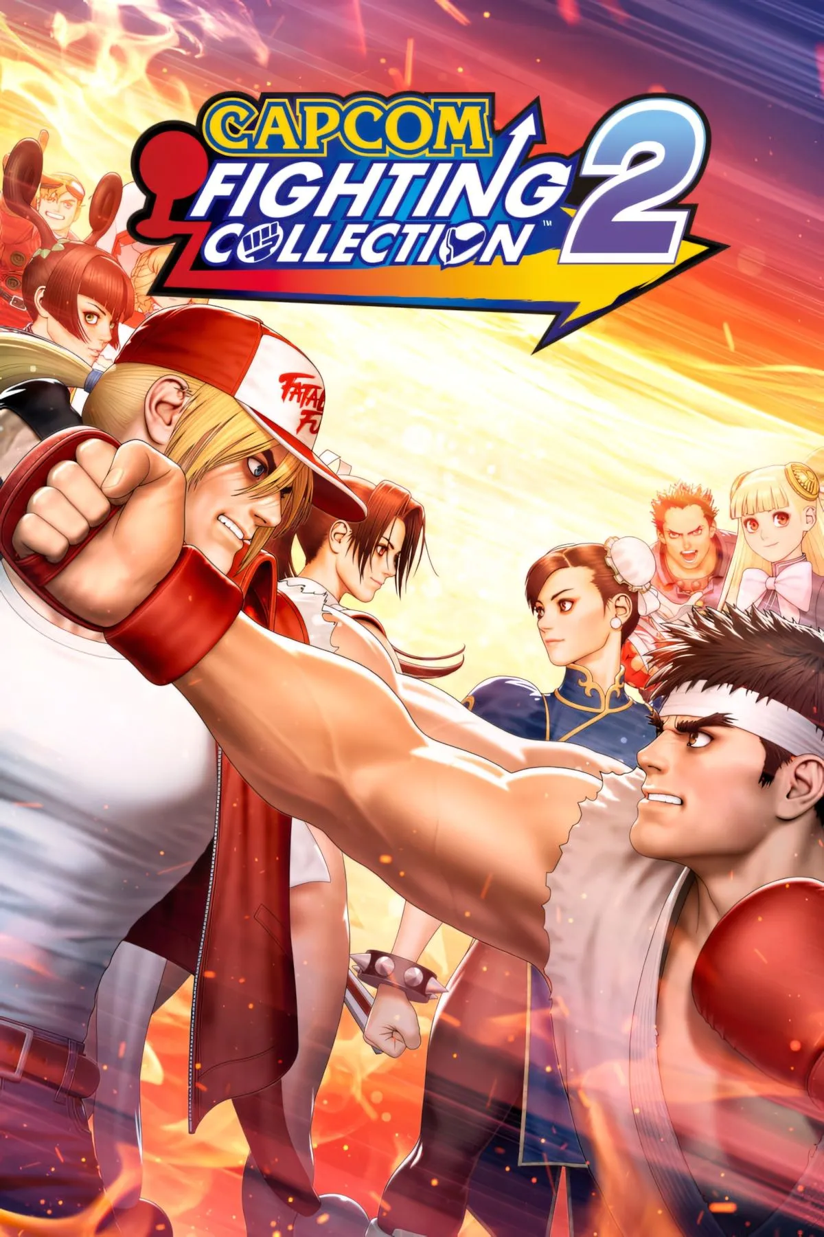 Bìa game Capcom Fighting Collection 2 với các nhân vật đối kháng kinh điển