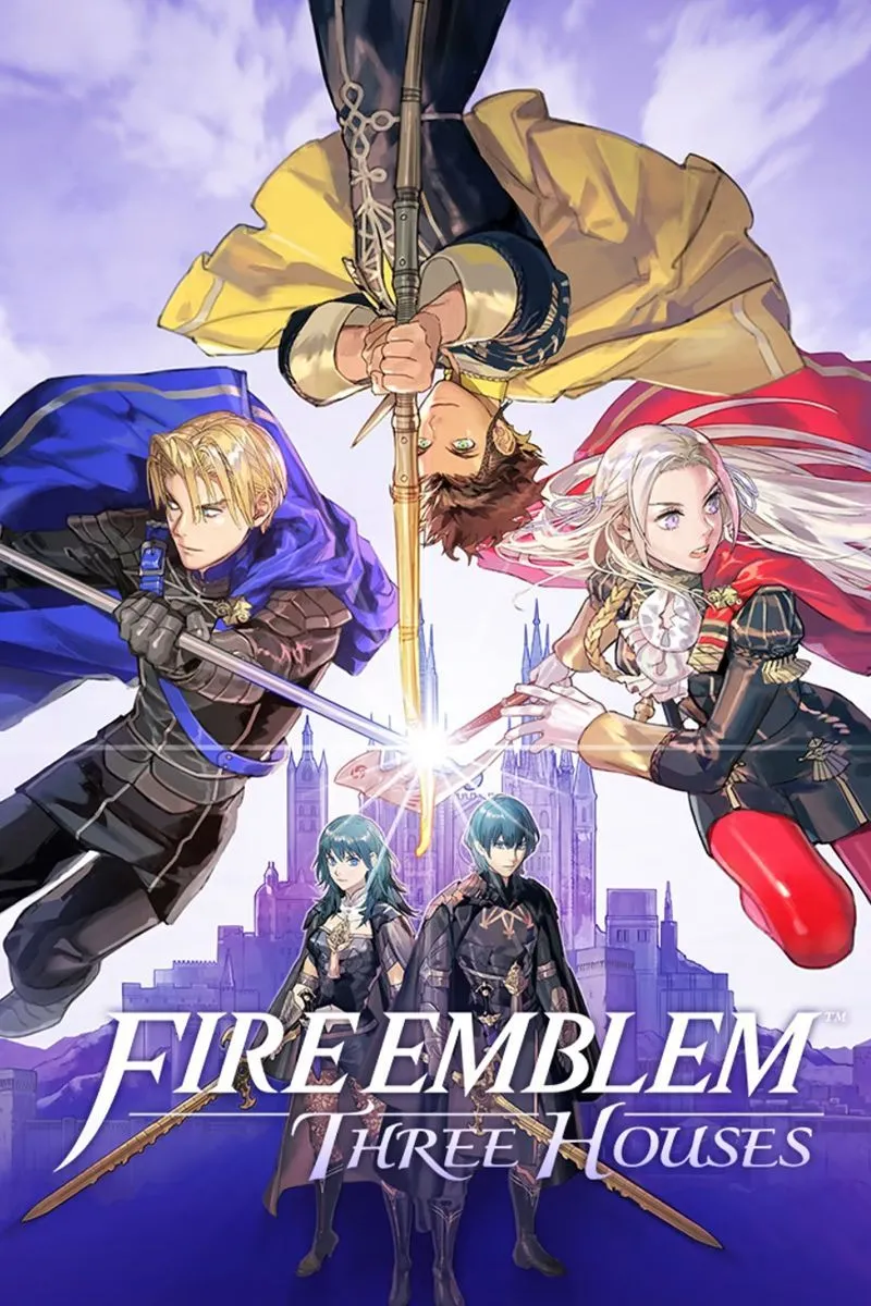 Bìa game Fire Emblem: Three Houses với các nhân vật chính