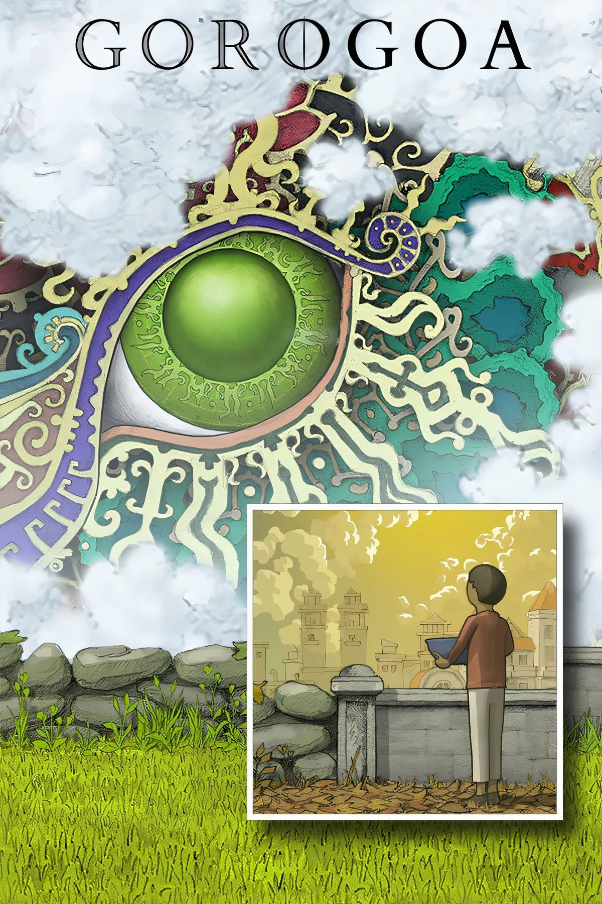 Bìa game Gorogoa, minh họa phong cách vẽ tay và ghép hình