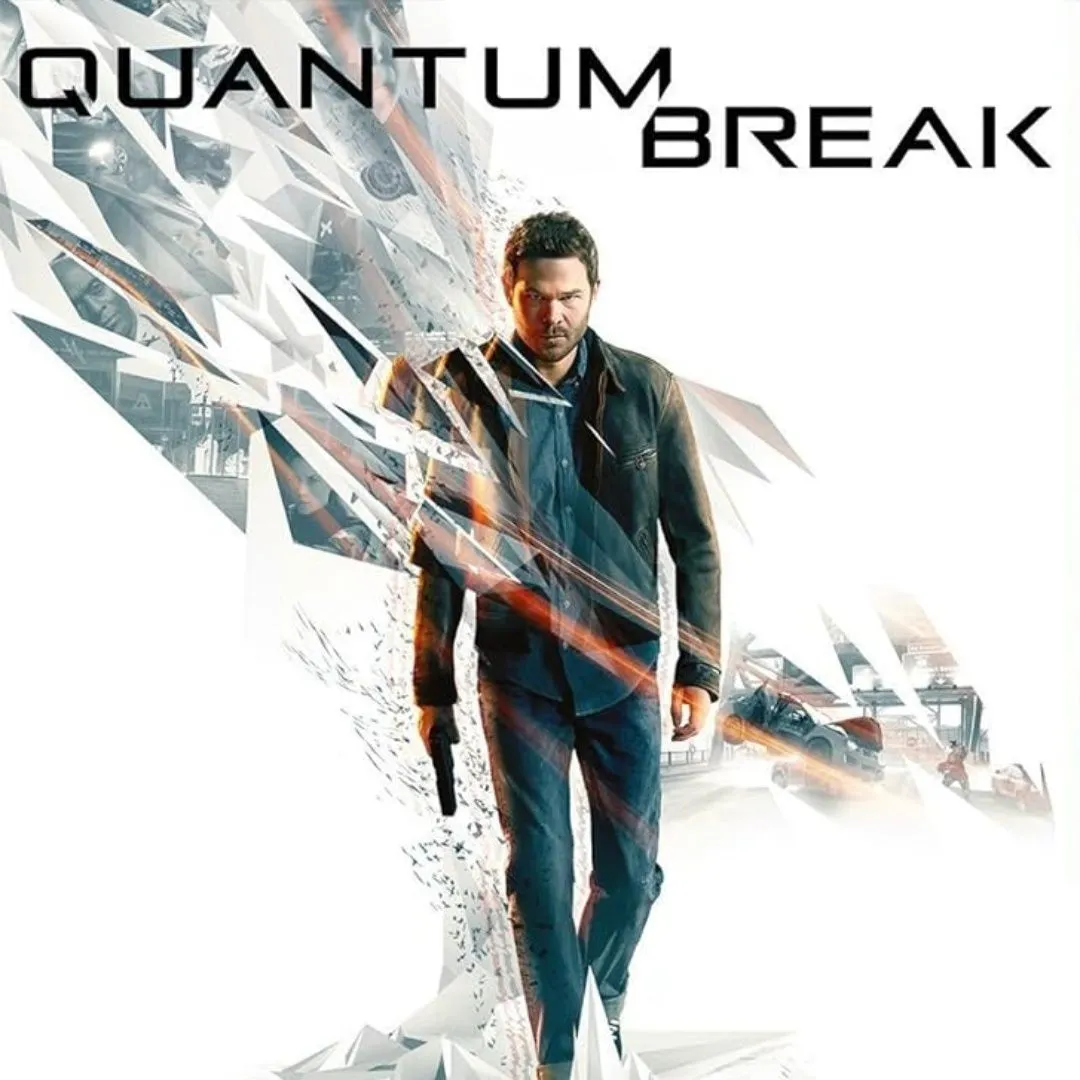 Bìa game Quantum Break với Jack Joyce sử dụng khả năng thao túng thời gian.