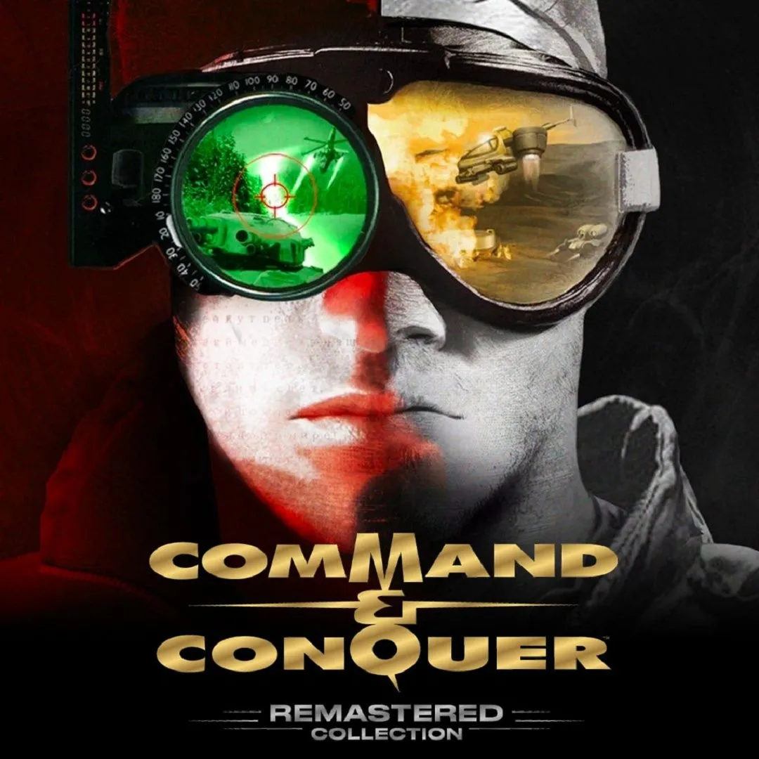 Bìa sản phẩm của bộ sưu tập Command &amp; Conquer: Remastered Collection, tập hợp các tựa game chiến thuật thời gian thực (RTS) kinh điển được làm lại với đồ họa 4K.