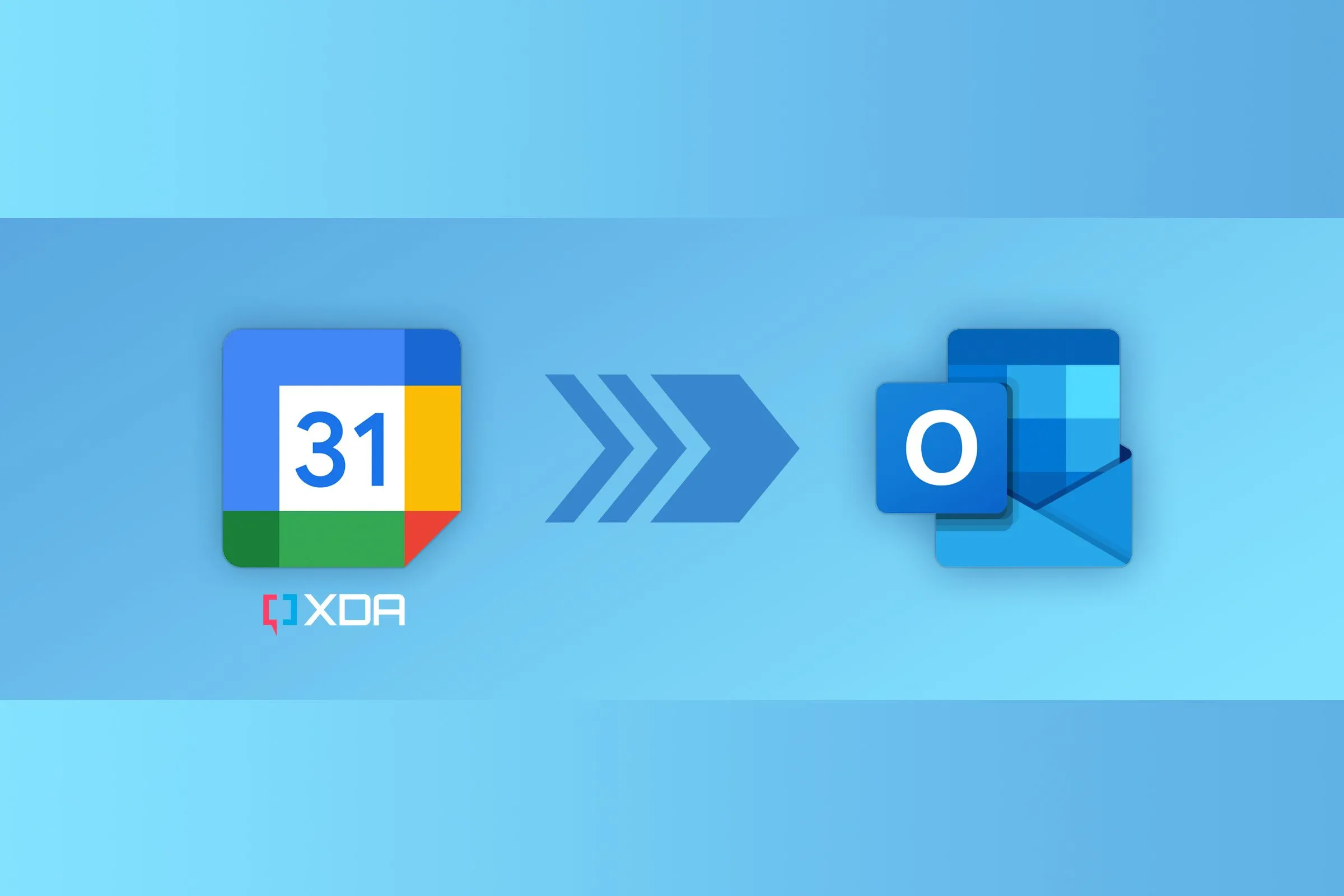 Biểu tượng Google Calendar và Outlook Calendar nổi bật trên nền xanh, minh họa công cụ quản lý lịch trình