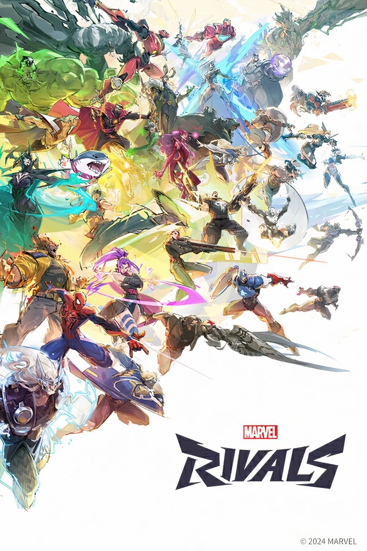 Bộ sưu tập các nhân vật Marvel trong tựa game Marvel Rivals với đa dạng trang phục.