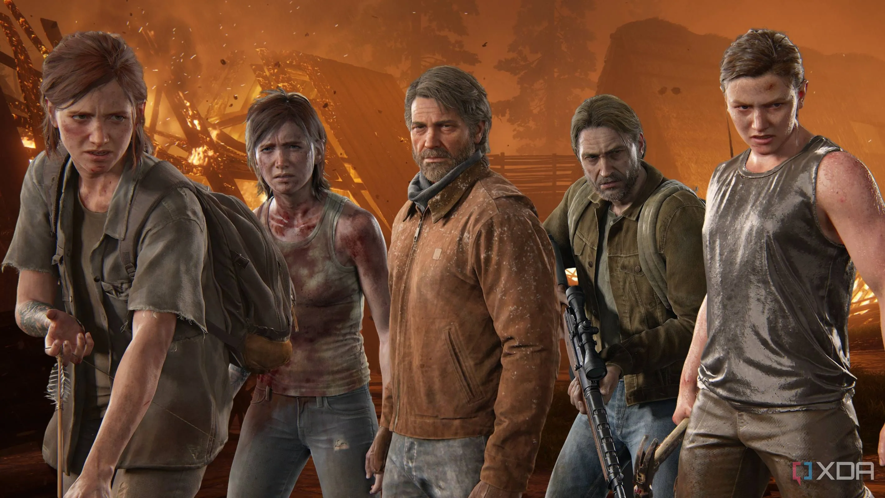 Bốn nhân vật chính Ellie, Joel, Tommy và Abby từ các game The Last of Us, gợi nhắc về công thức gameplay đã được Naughty Dog tinh chỉnh qua nhiều năm.