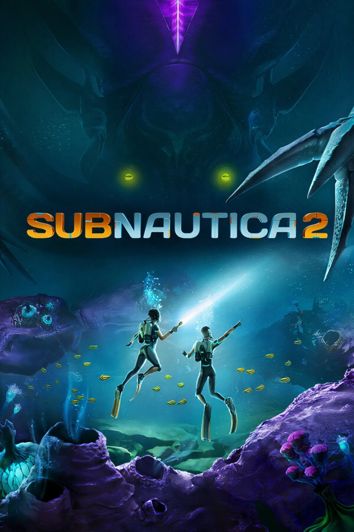 Bức ảnh tổng hợp các hình ảnh concept và gameplay từ Subnautica 2, thể hiện đồ họa thế giới dưới nước sống động và các sinh vật biển bí ẩn.