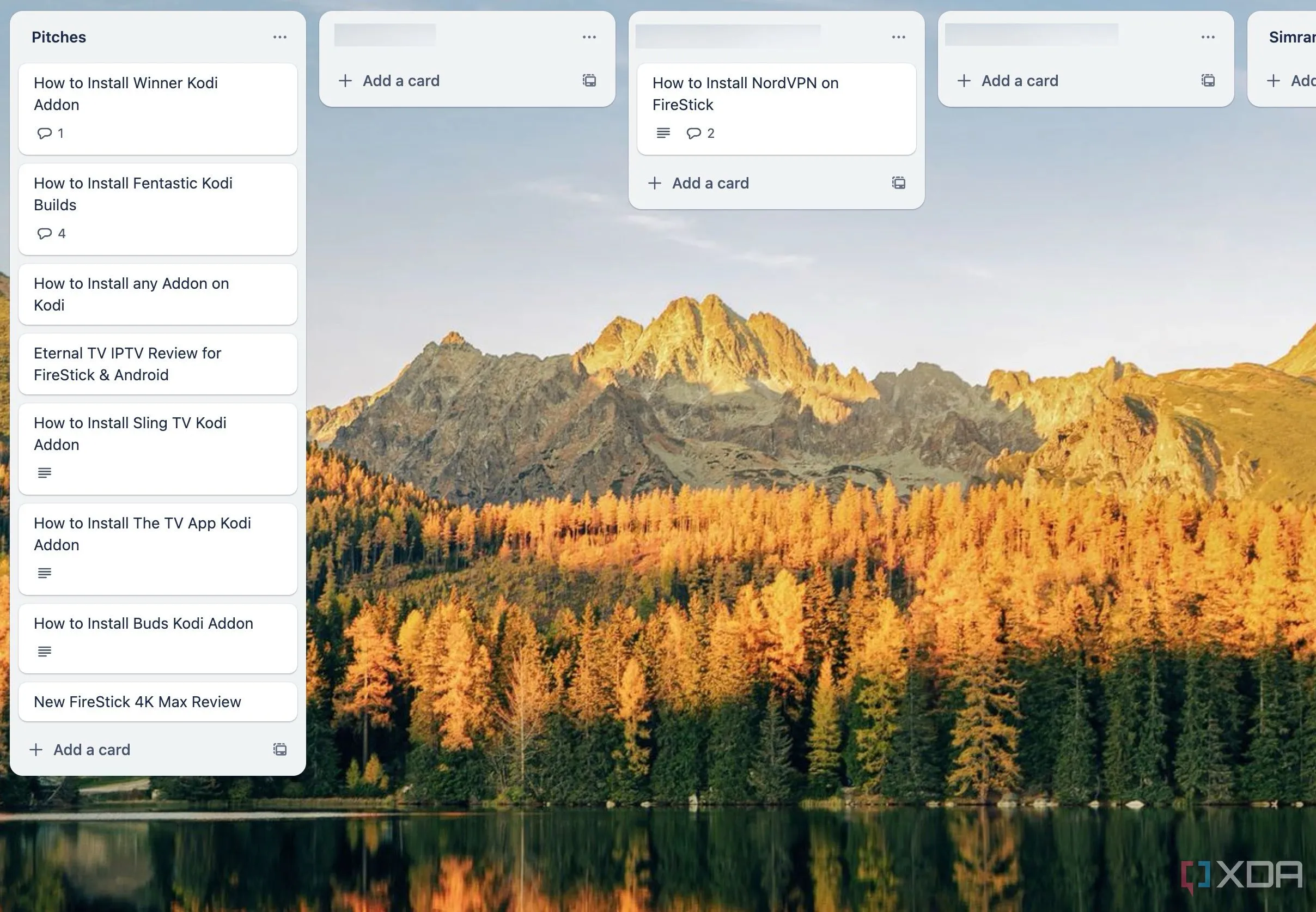 Các bảng Trello với giao diện trực quan, màu sắc và hình ảnh nền hấp dẫn, minh họa tính năng quản lý dự án