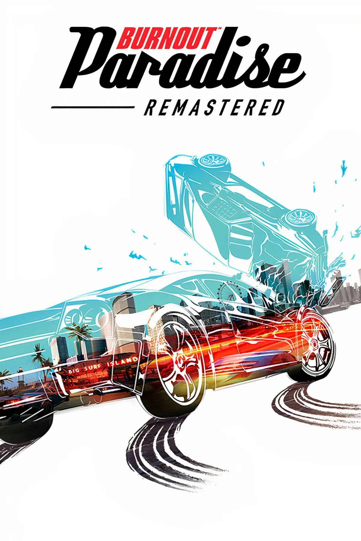 Các cảnh va chạm ngoạn mục và tốc độ cao trong thế giới mở của game Burnout Paradise, biểu tượng của dòng game đua xe arcade.
