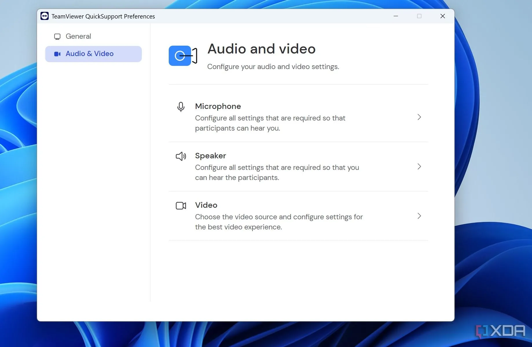 Cài đặt âm thanh của TeamViewer với các tùy chọn đầu vào và đầu ra