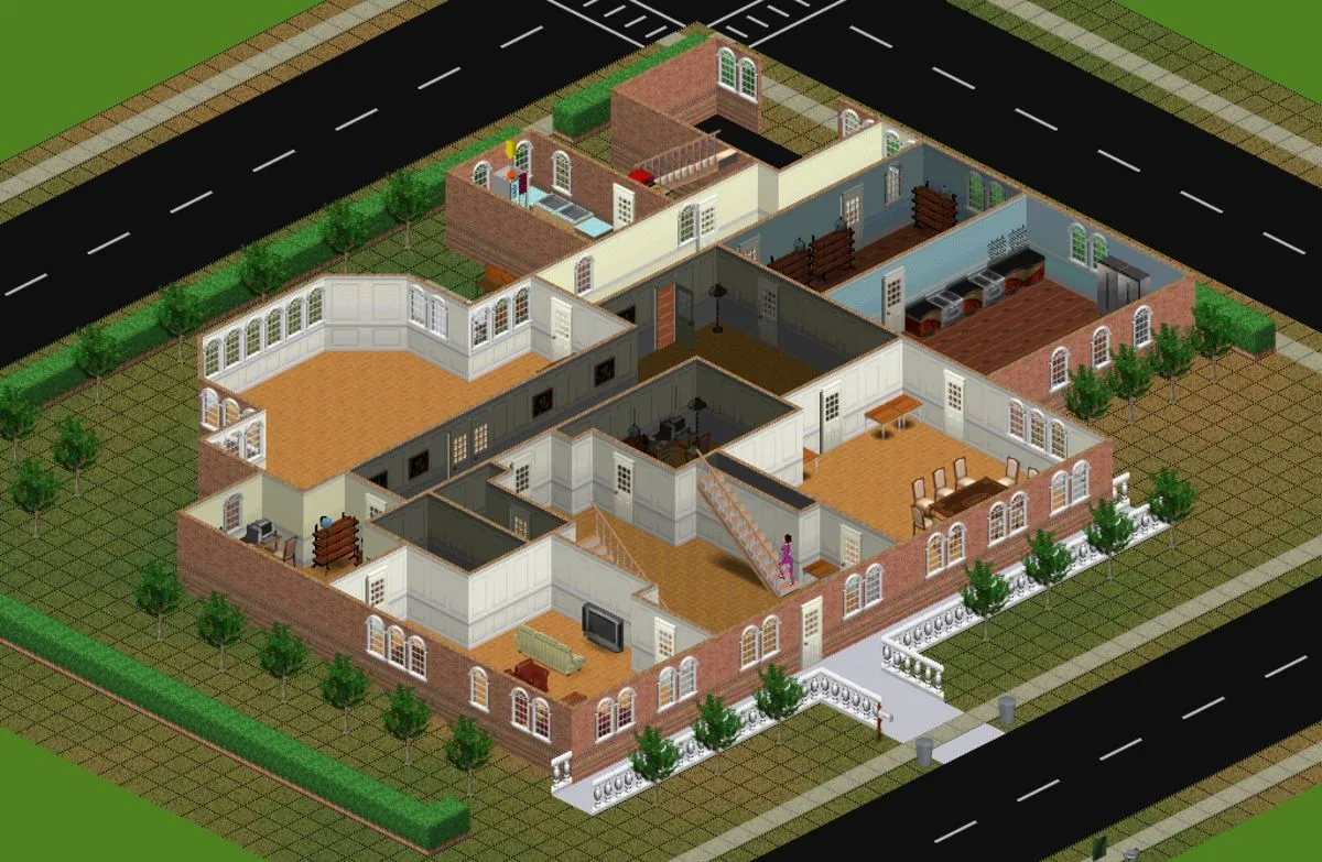 Cận cảnh một nhân vật Sim đang thực hiện hoạt động thường ngày trong môi trường game