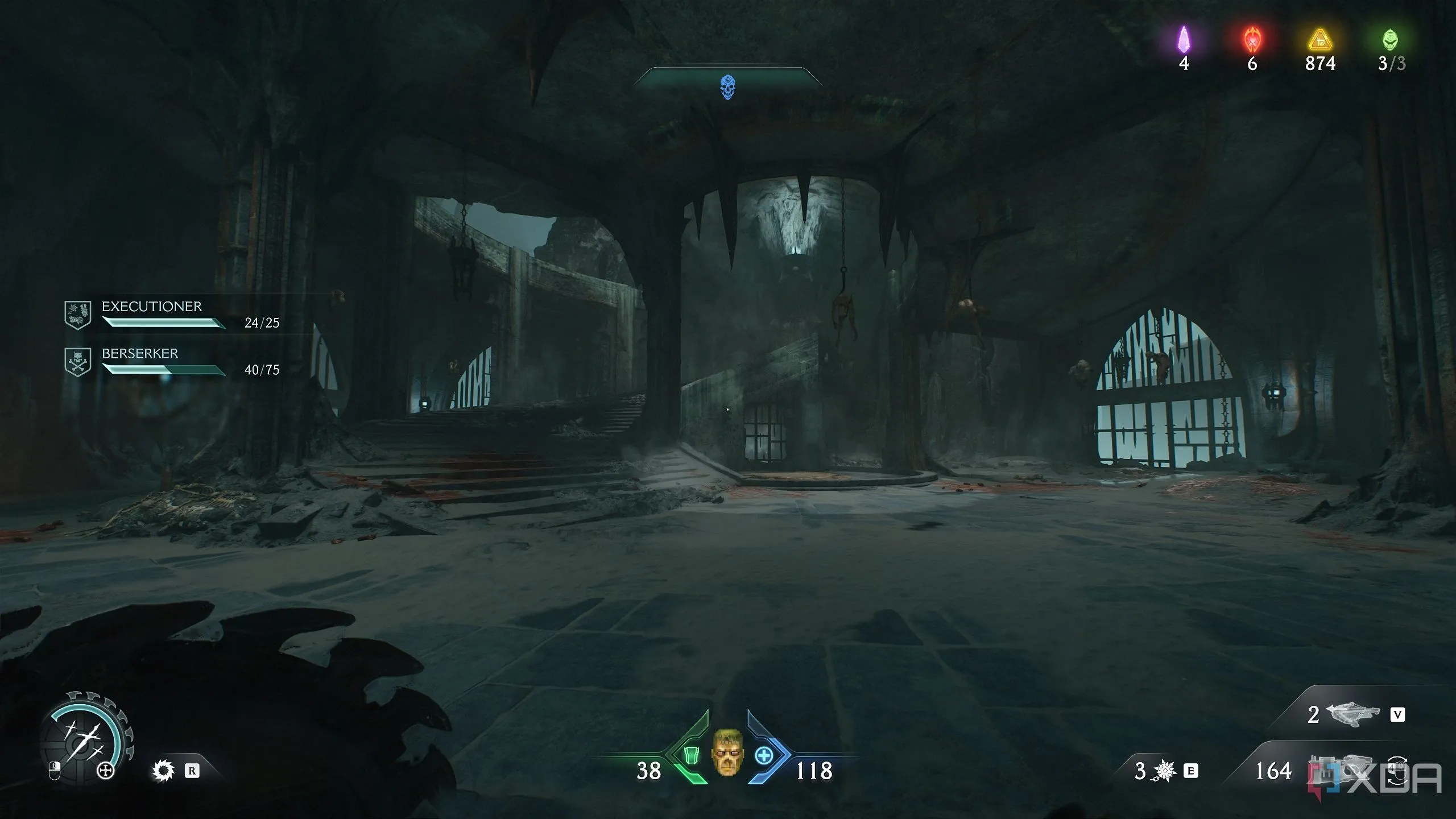 Căn phòng với cầu thang xoắn ốc trung tâm trong Chapter 19 Doom: The Dark Ages