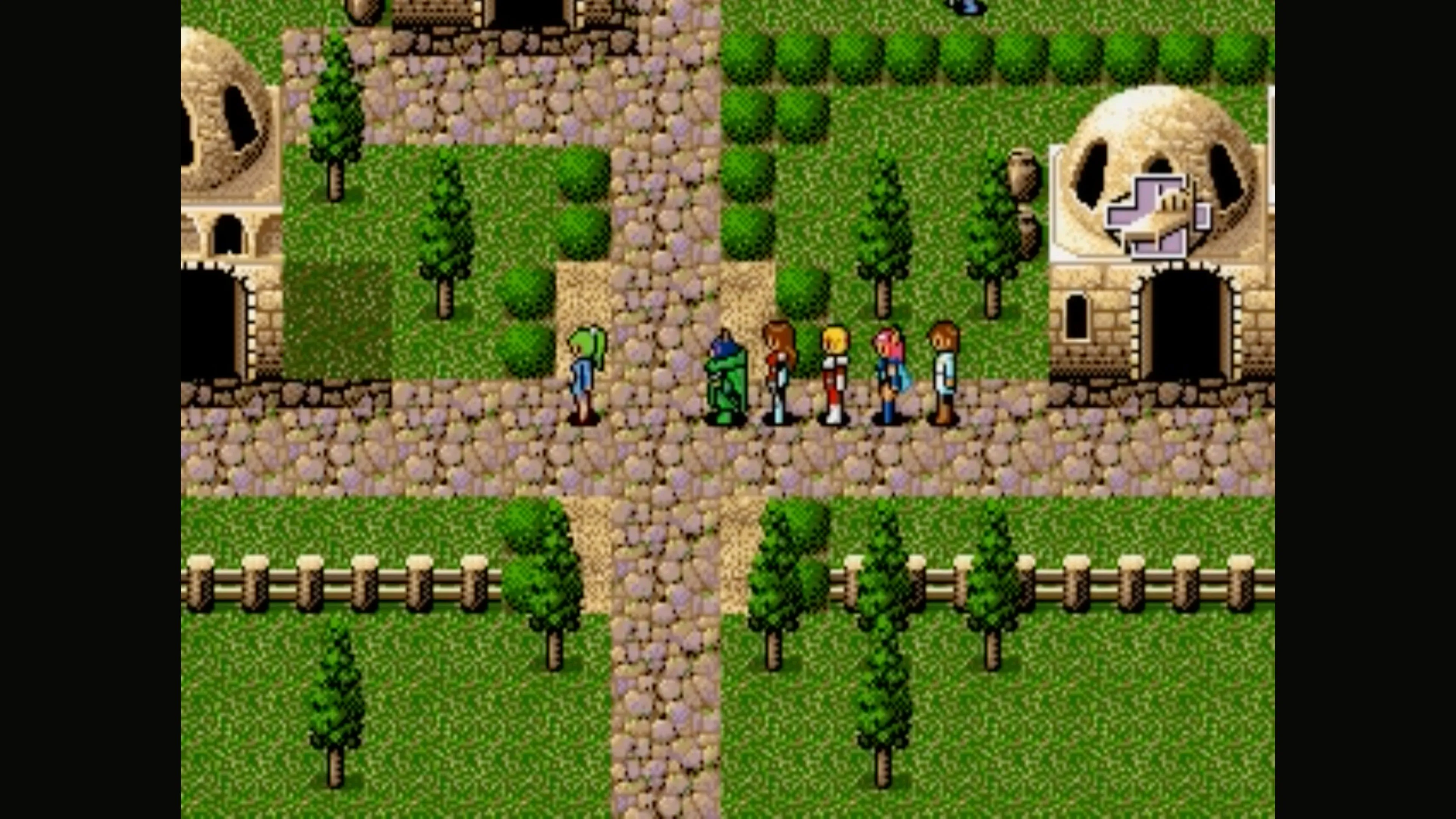 Cảnh chiến đấu trong Phantasy Star IV với đồ họa điểm ảnh