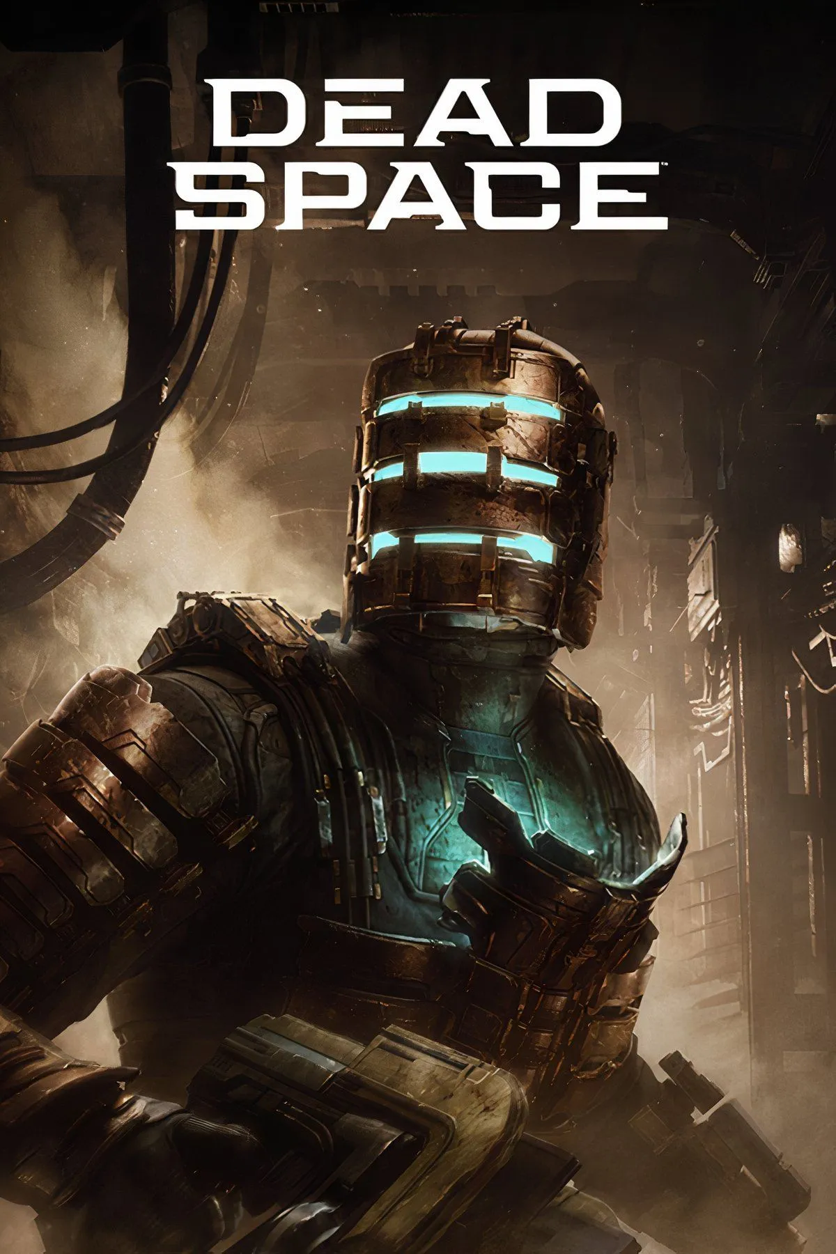 Cảnh chơi game Dead Space, nhân vật Isaac Clarke với bộ đồ kỹ sư đang chiến đấu trong không gian