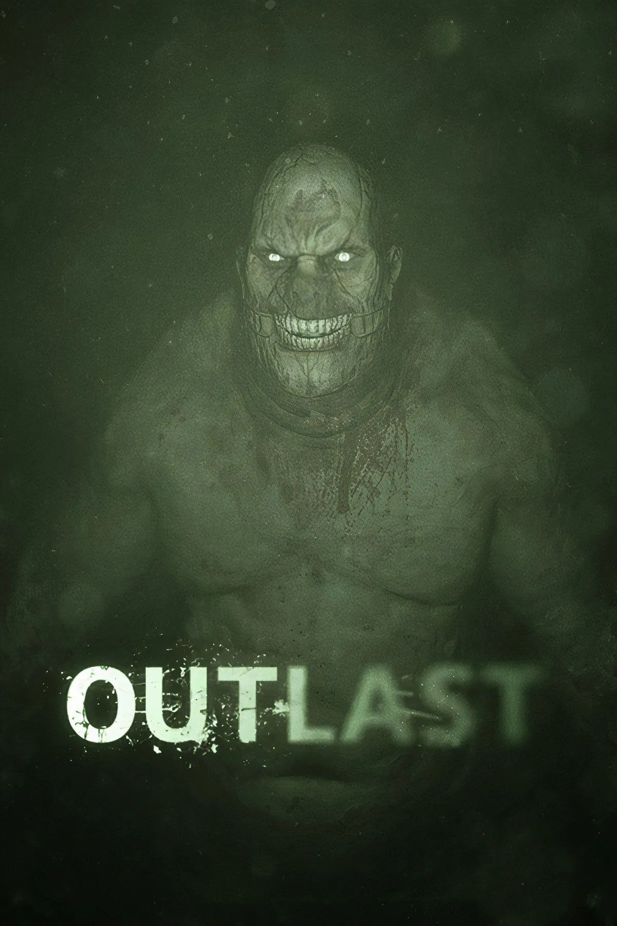 Cảnh chơi game Outlast, nhân vật đang trốn trong một hành lang bệnh viện tâm thần tối tăm