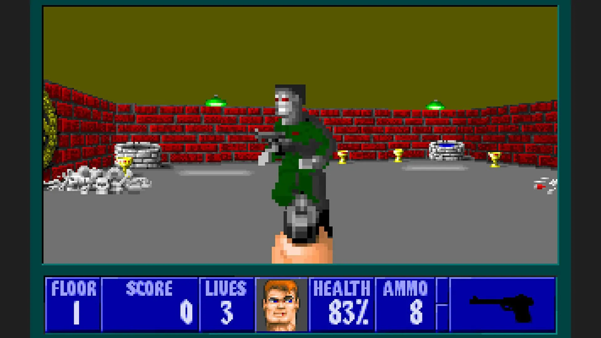 Cảnh chơi game Wolfenstein 3D trên PC