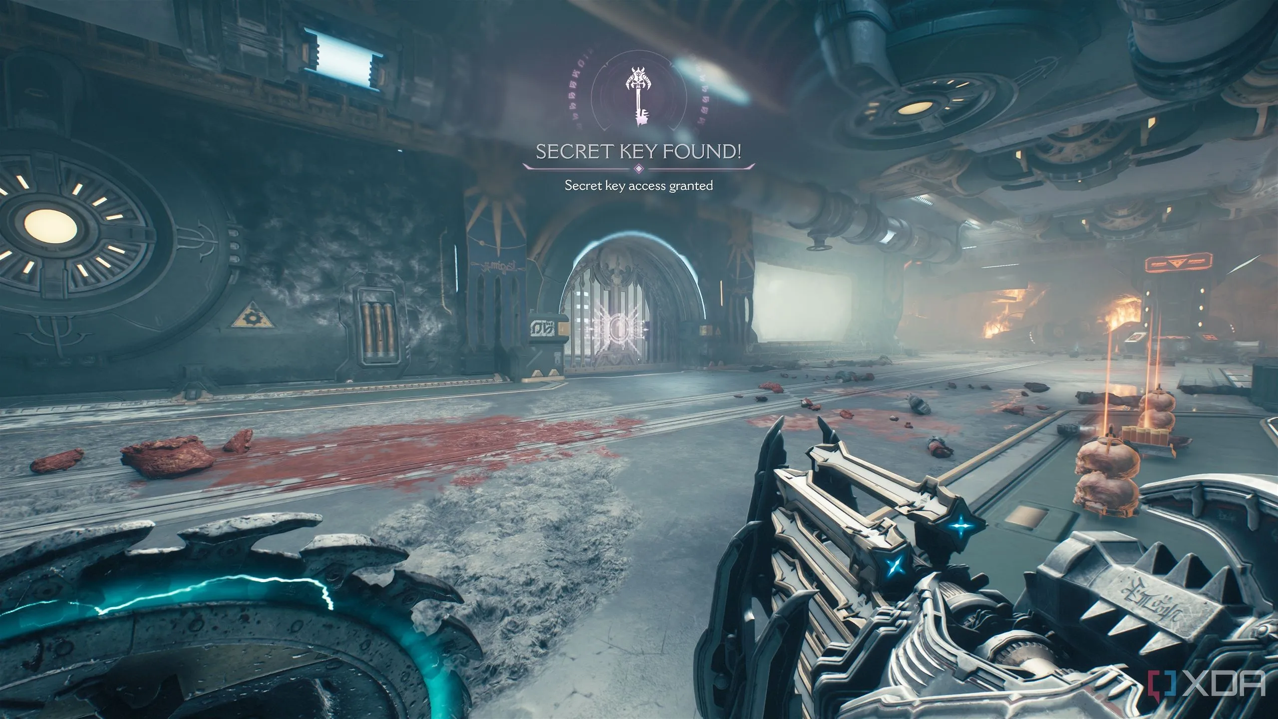 Cánh cổng khóa màu tím dẫn vào Khu vực bí mật 8, nơi cất giữ Wraithstone quý giá trong Doom The Dark Ages.