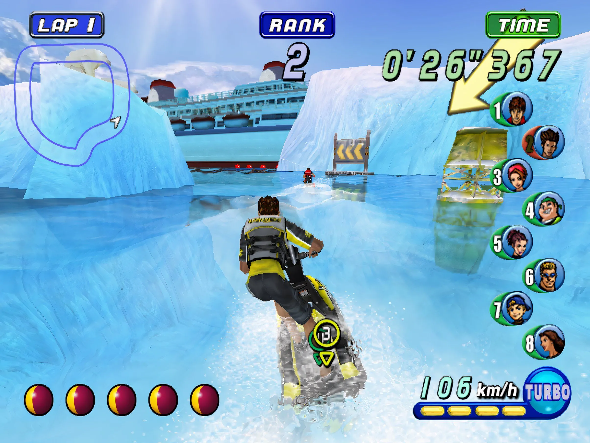 Cảnh đua mô tô nước sống động với hiệu ứng sóng chân thực trong Wave Race: Blue Storm