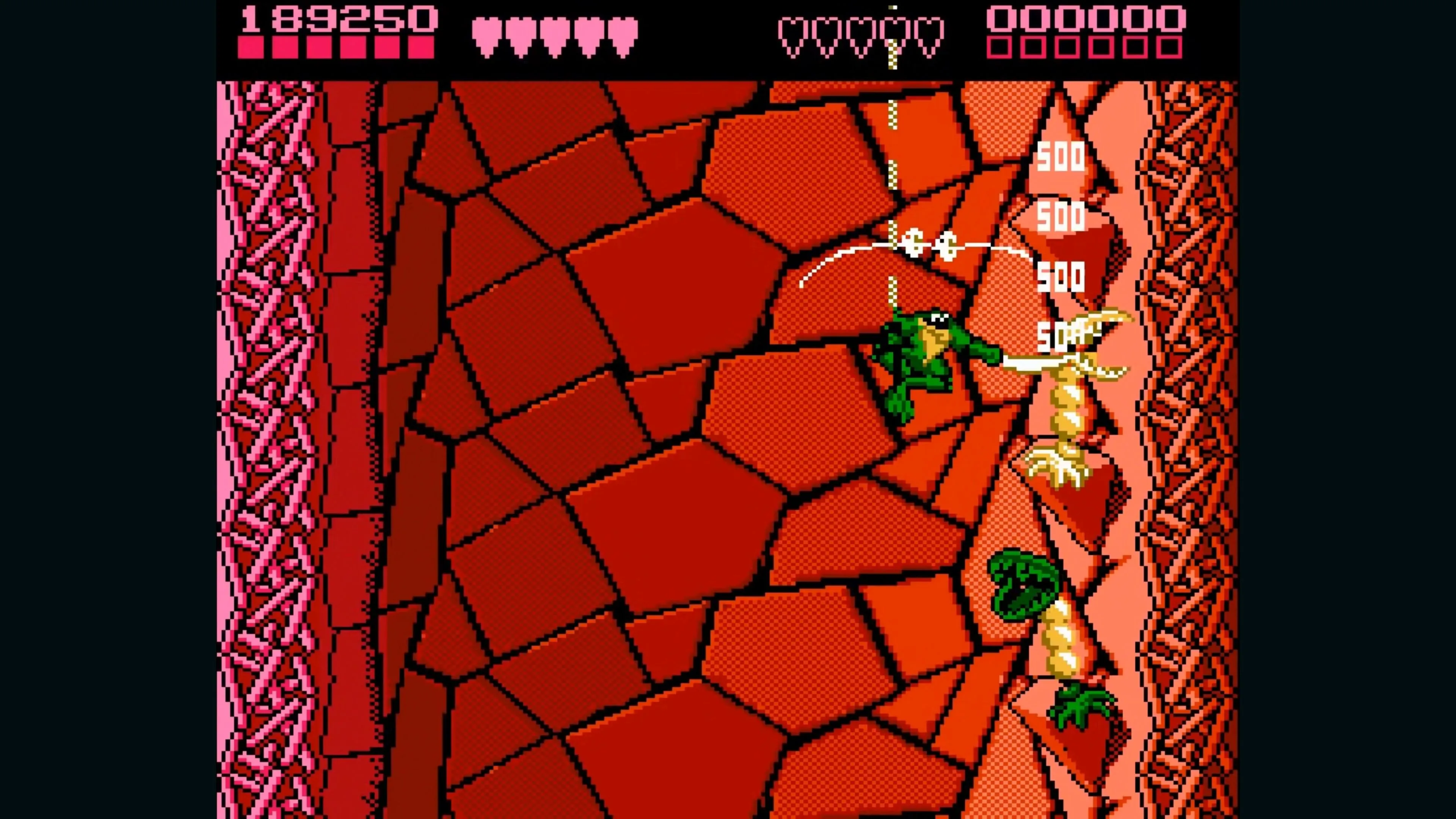 Cảnh đua xe nổi tiếng Turbo Tunnel trong Battletoads với các chướng ngại vật đòi hỏi phản xạ nhanh
