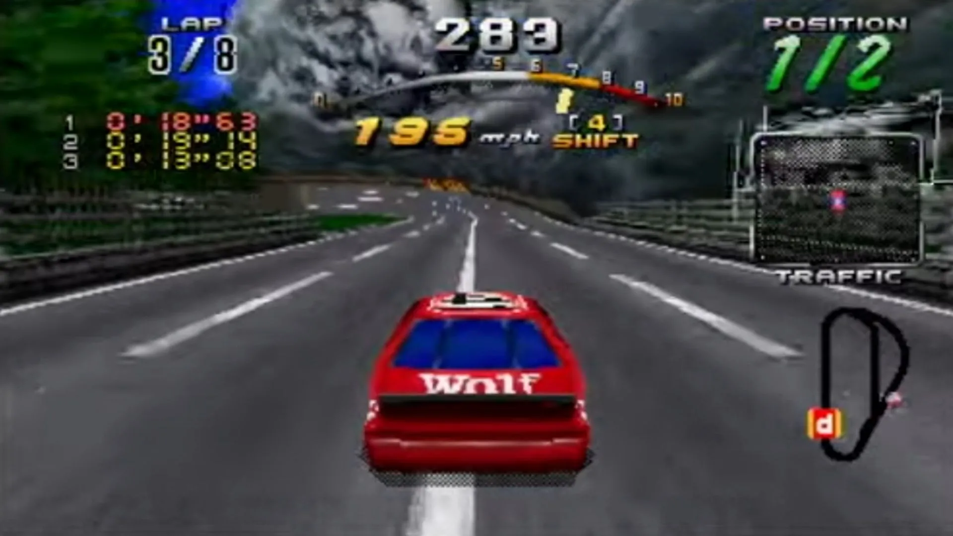 Cảnh đua xe tốc độ cao trong Daytona USA CCE Net Link Edition trên console Sega Saturn