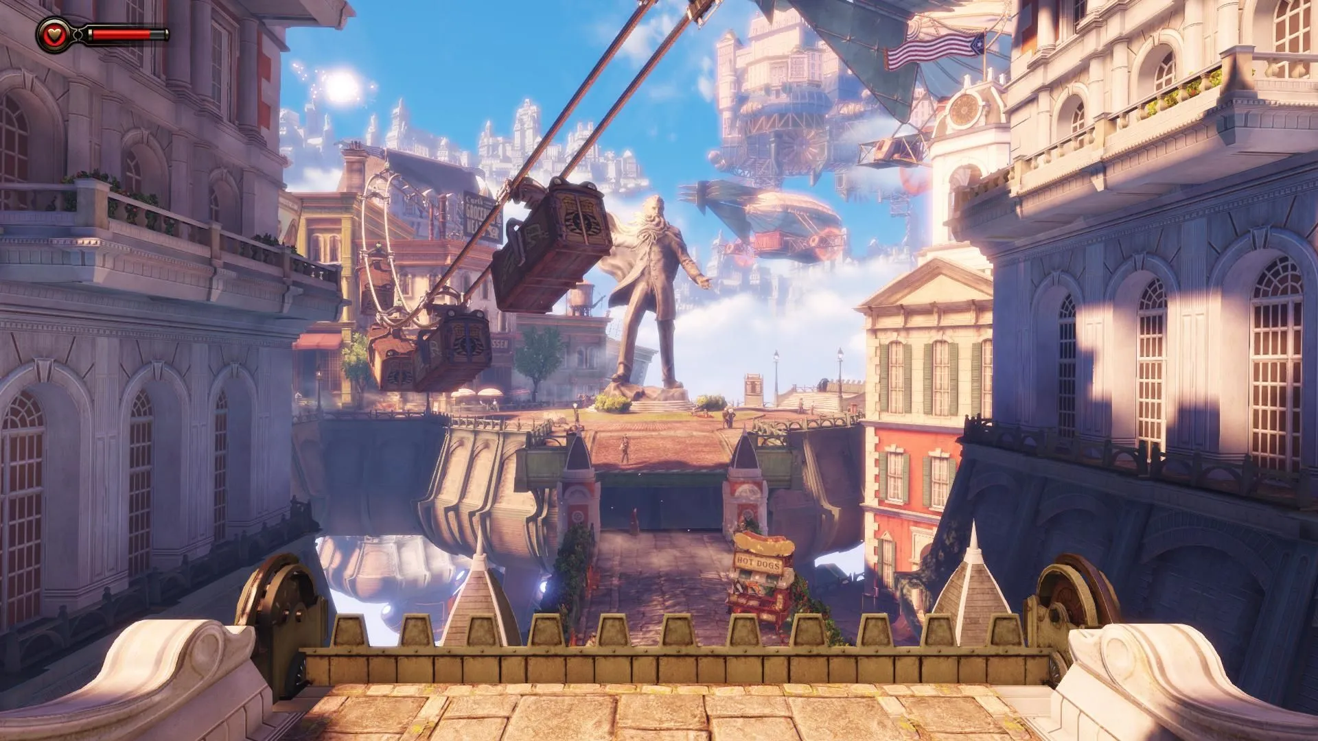 Cảnh game Bioshock Infinite với phong cách nghệ thuật đặc trưng