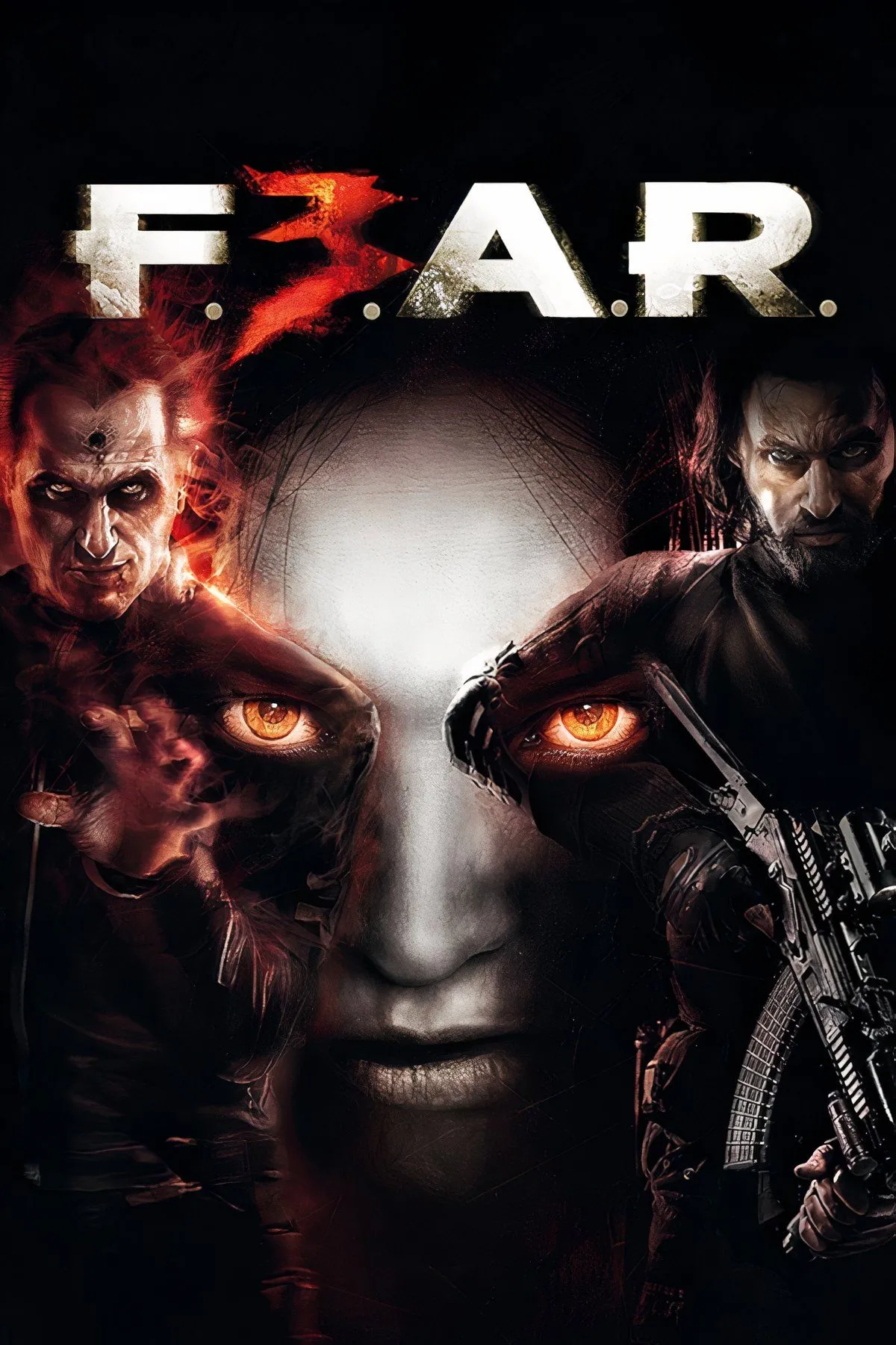 Cảnh game trong F.E.A.R. 3 với nhân vật và môi trường tối tăm