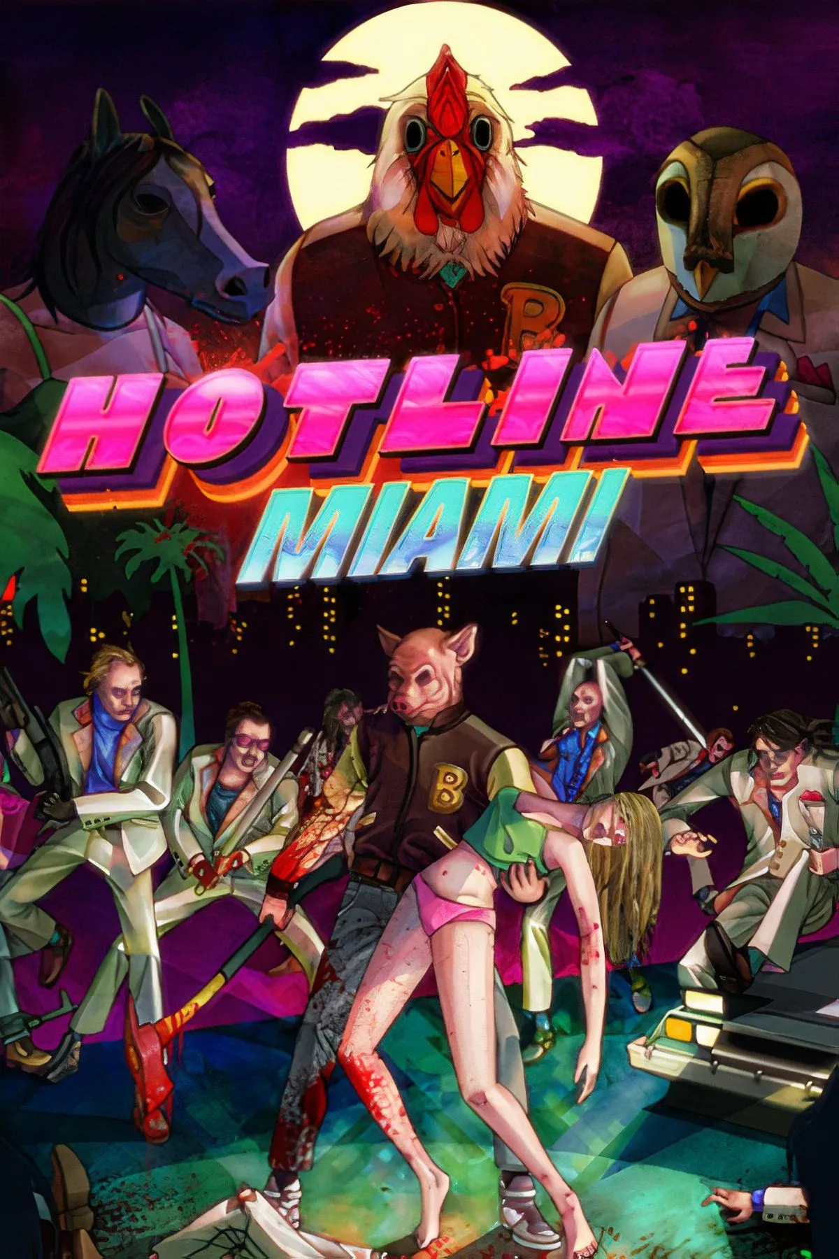 Cảnh hành động top-down đẫm máu và neon trong Hotline Miami