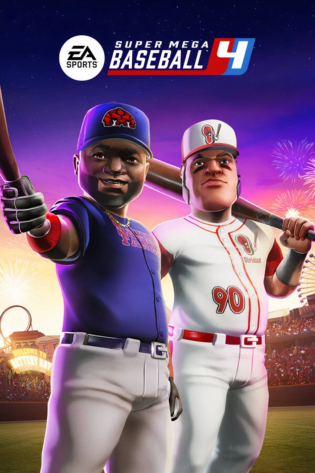 Cảnh một cầu thủ bóng chày chuẩn bị đánh bóng trong game Super Mega Baseball 4