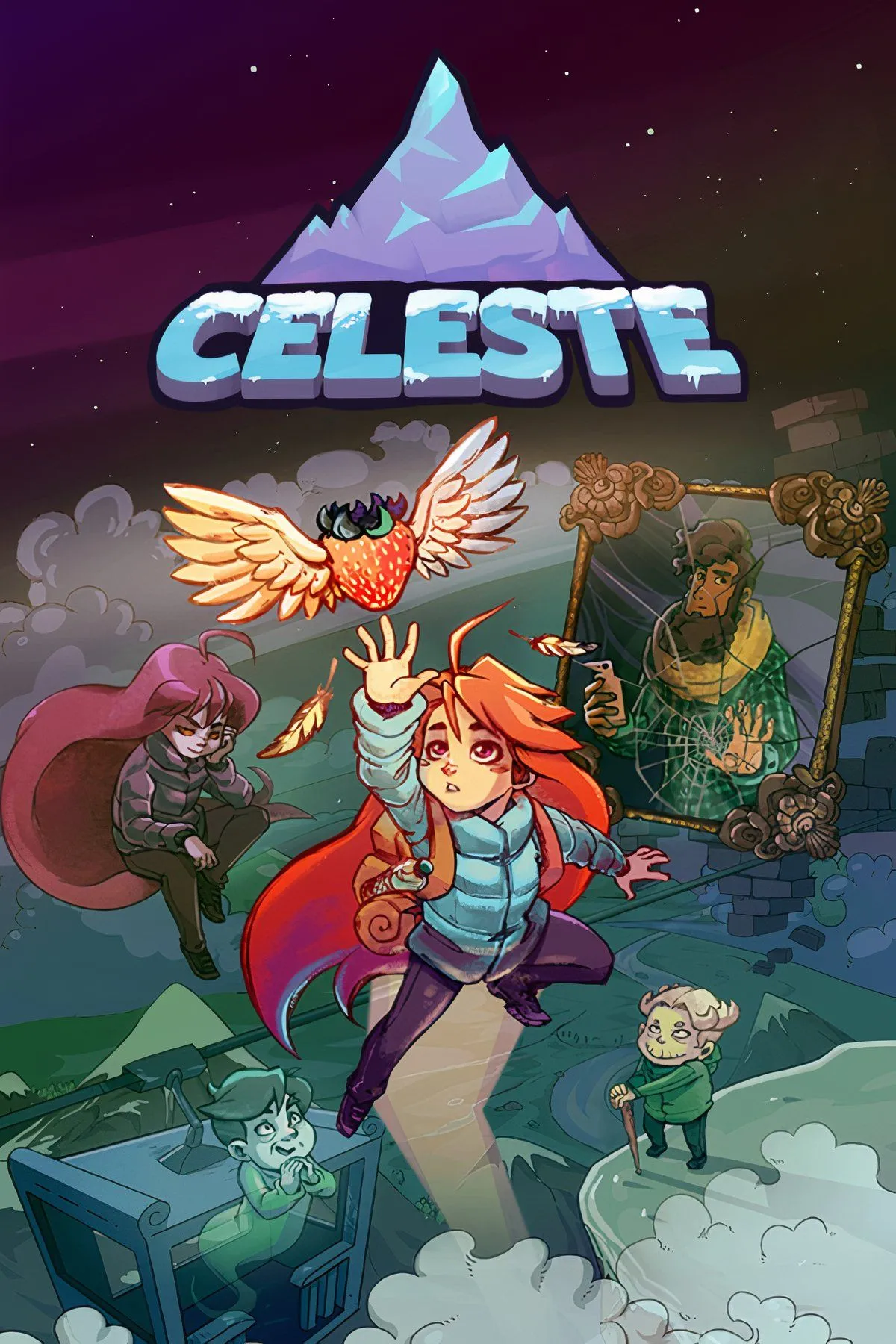 Cảnh nhân vật Madeline trong game Celeste đang nhảy giữa không trung, thể hiện gameplay platformer đầy thử thách và đồ họa pixel art đẹp mắt