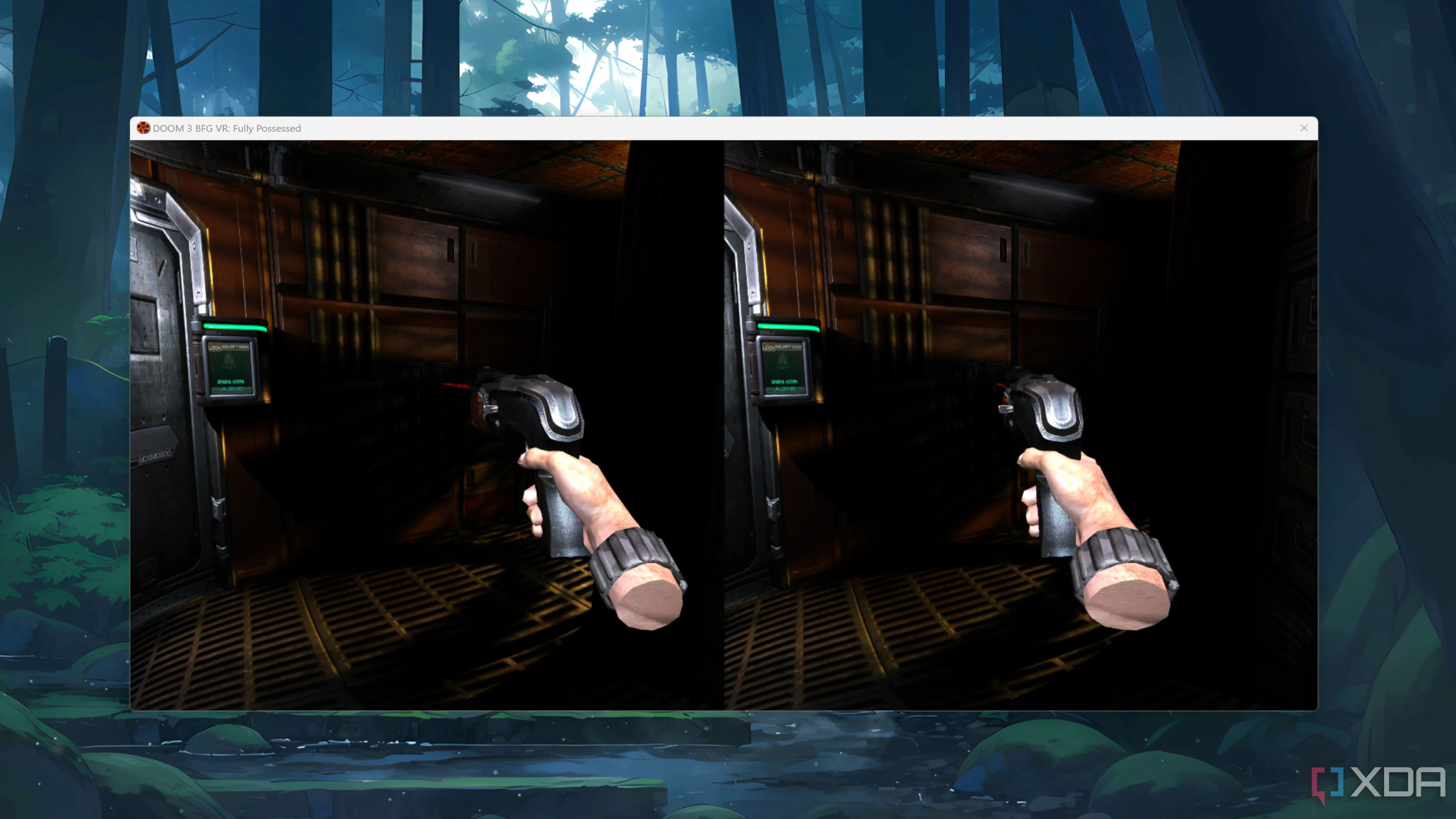 Cảnh quay gameplay Doom 3 BFG Edition khi chơi với mod VR góc nhìn thứ nhất