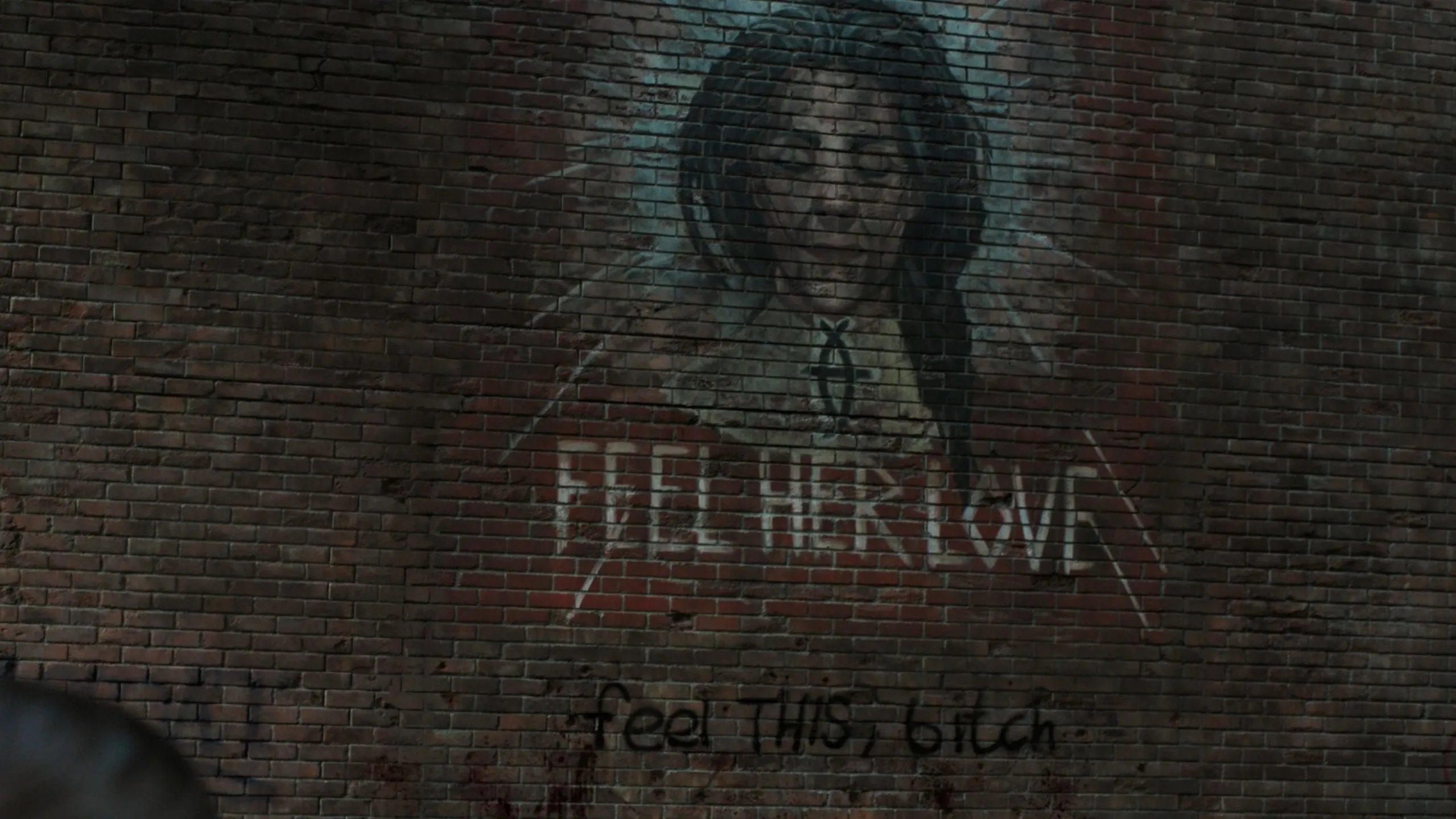 Cảnh quay từ tập 5 mùa 2 The Last of Us, miêu tả bức tranh tường của thủ lĩnh Seraphite