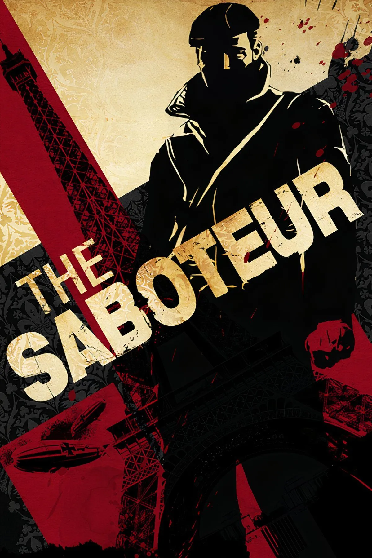 Cảnh trong game The Saboteur với nhân vật chính ở Paris bị chiếm đóng