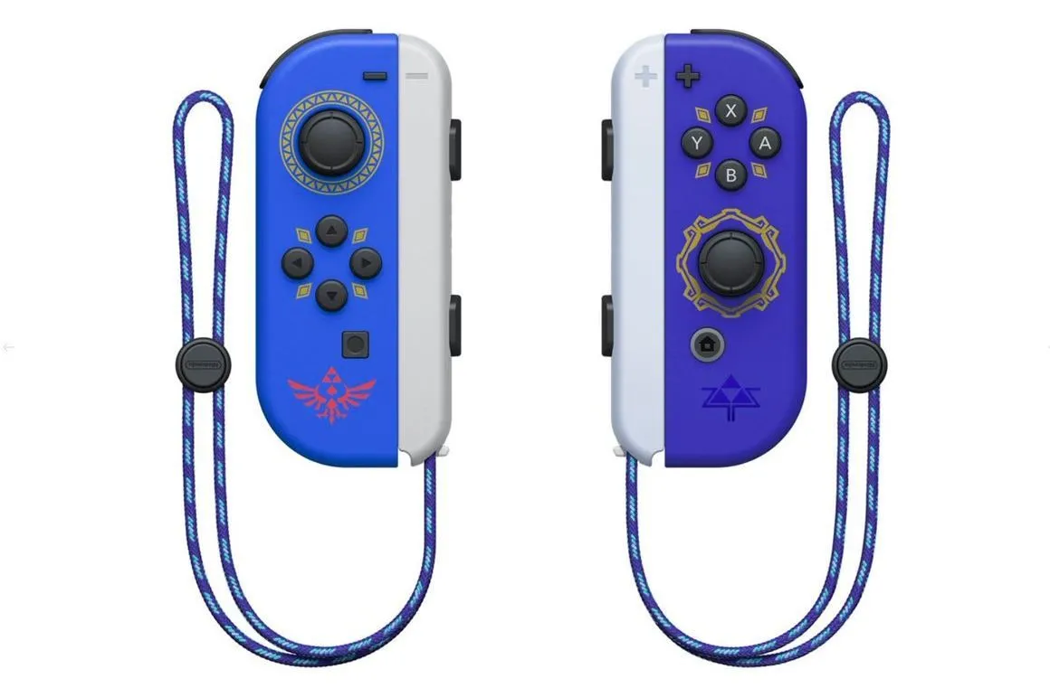 Cặp tay cầm Joy-Con phiên bản The Legend of Zelda: Skyward Sword HD, minh họa các tùy chọn Joy-Con đặc biệt.