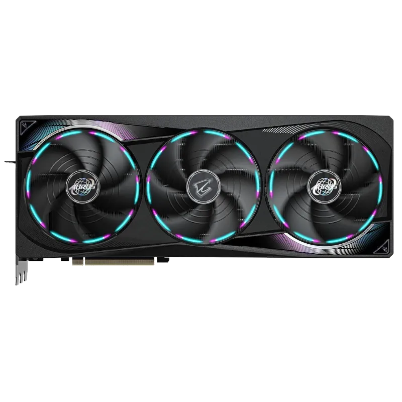 Card đồ họa Gigabyte Aorus RTX 5070 Ti Master thực tế với đèn RGB