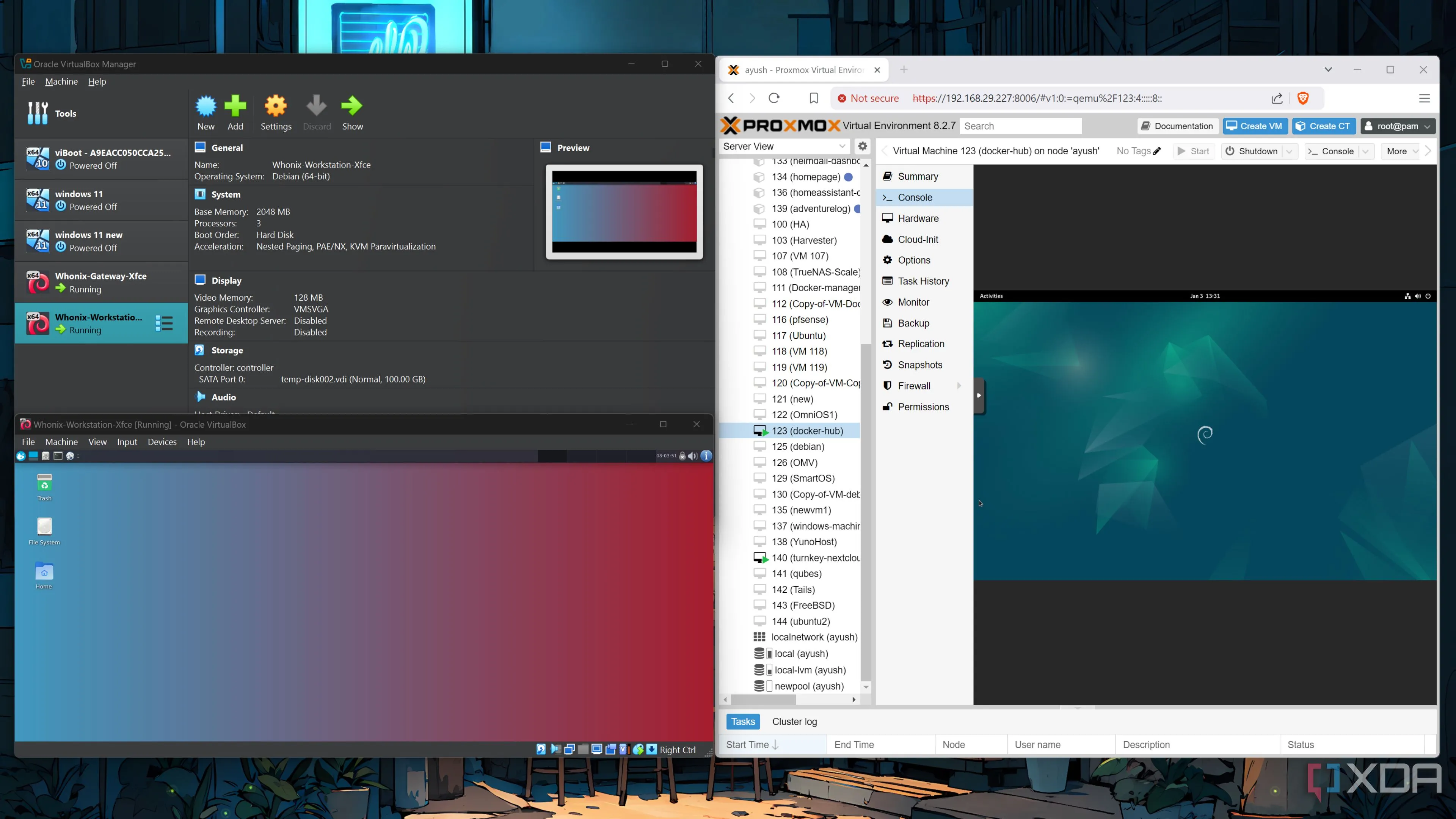 Chạy máy ảo bên trong Proxmox và VirtualBox