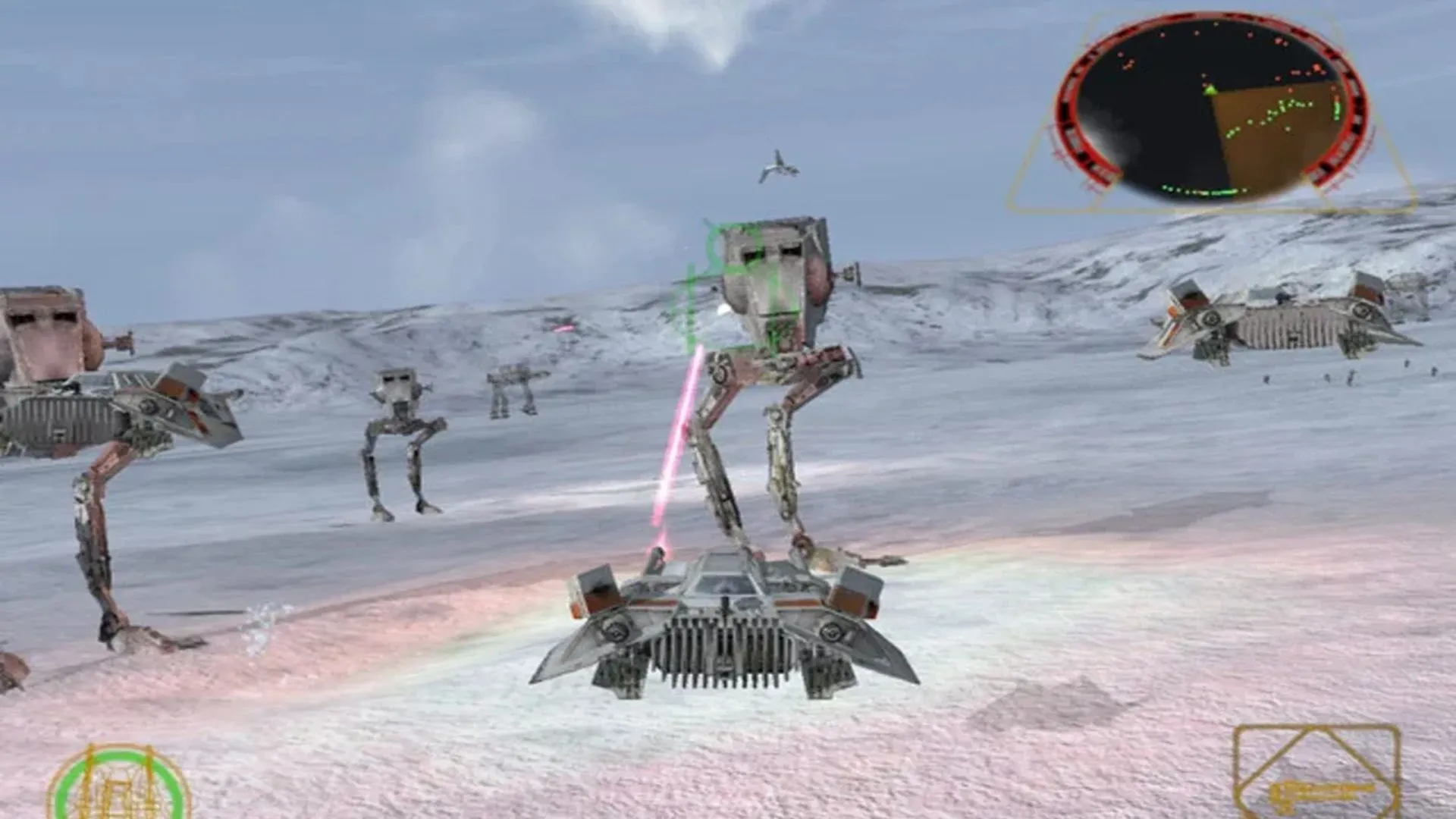 Chiếc X-Wing bay trong không gian, đối đầu với TIE Fighters trong game Star Wars Rogue Squadron II Rogue Leader trên GameCube