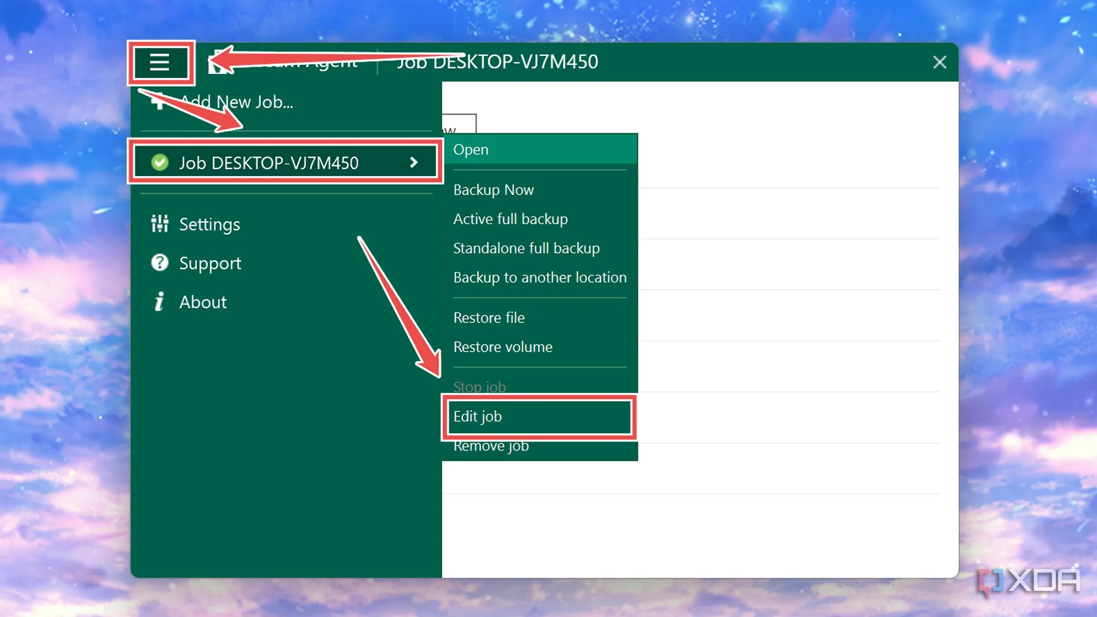 Chỉnh sửa công việc sao lưu (Job) trong Veeam Backup Agent