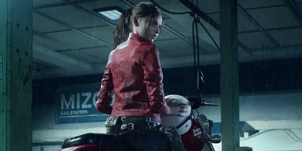 Claire Redfield trên xe máy trong Resident Evil 2 Remake