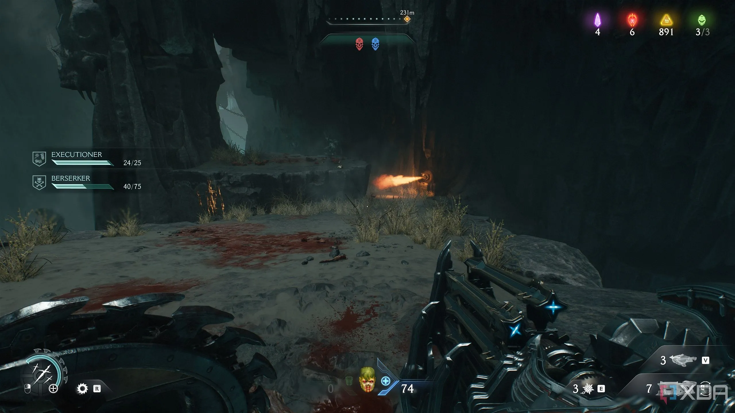 Cỗ máy phun lửa đầu tiên sau khi mở cổng đầu lâu đỏ trong Chapter 19 Doom: The Dark Ages