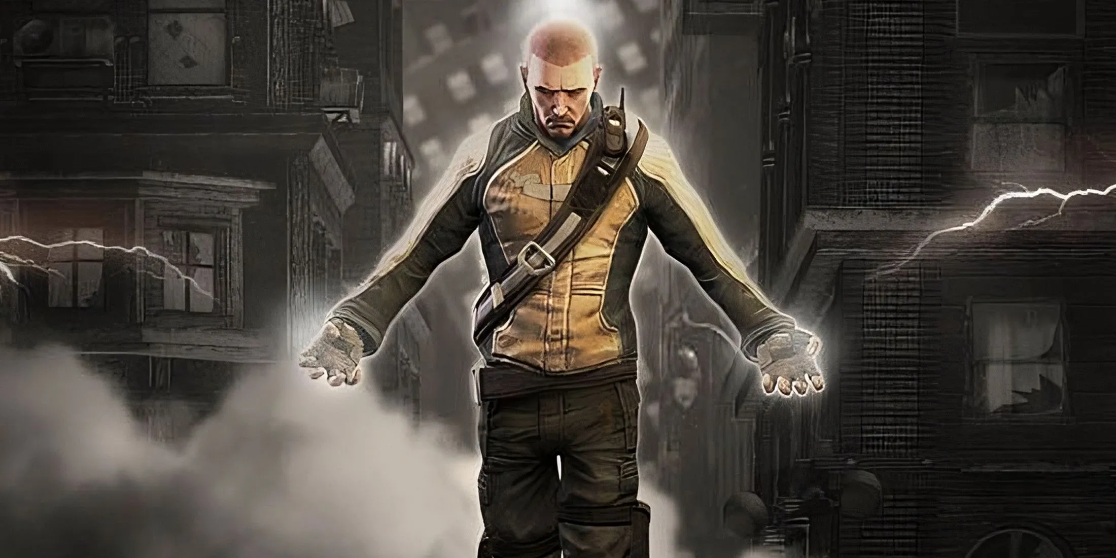 Cole MacGrath sử dụng siêu năng lực điện của mình trong game Infamous
