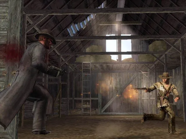 Colton hạ gục kẻ thù trong một phân cảnh hành động của game Gun